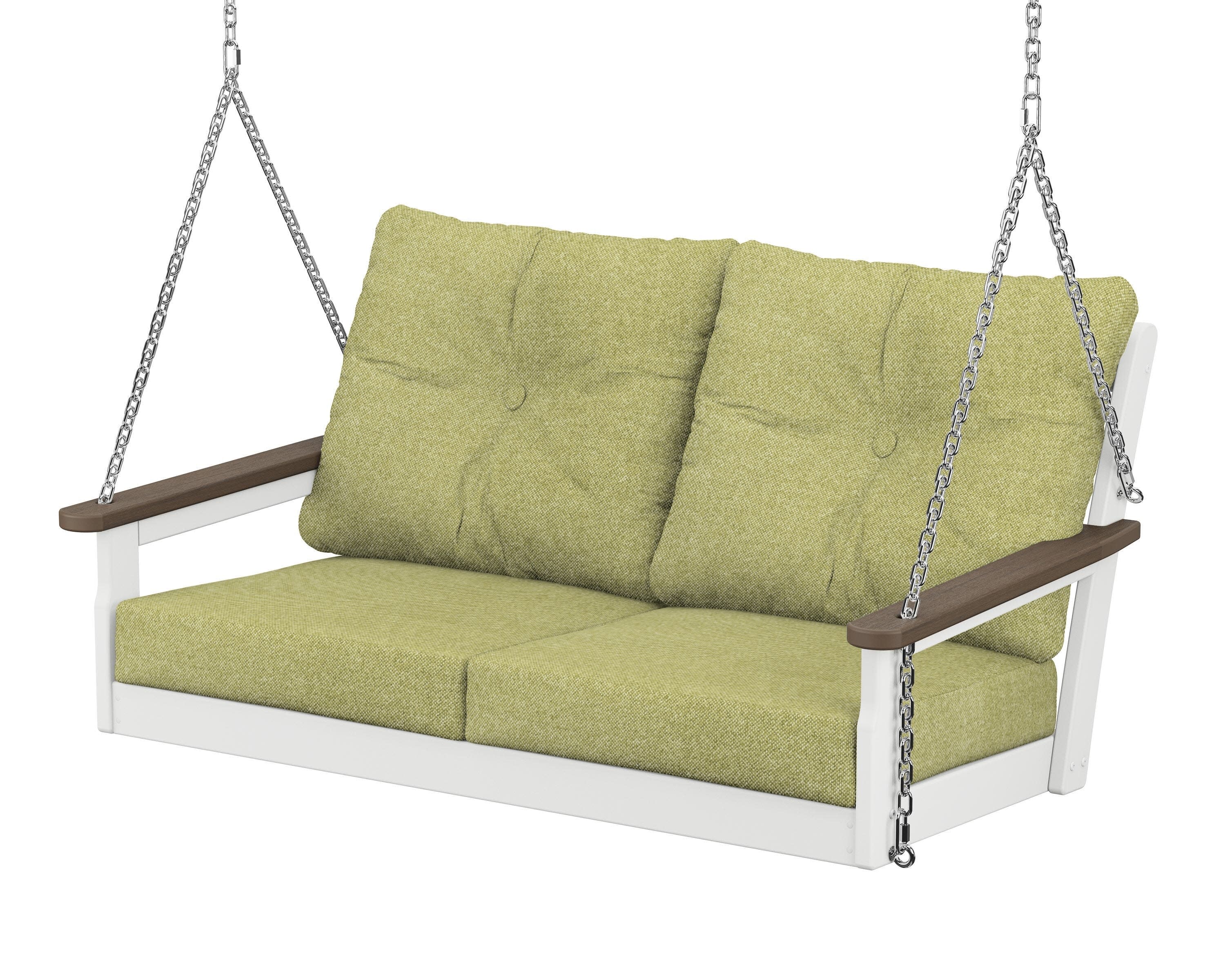 Vineyard Deep Seating Swing in White / Kona / Chartreuse Boucle