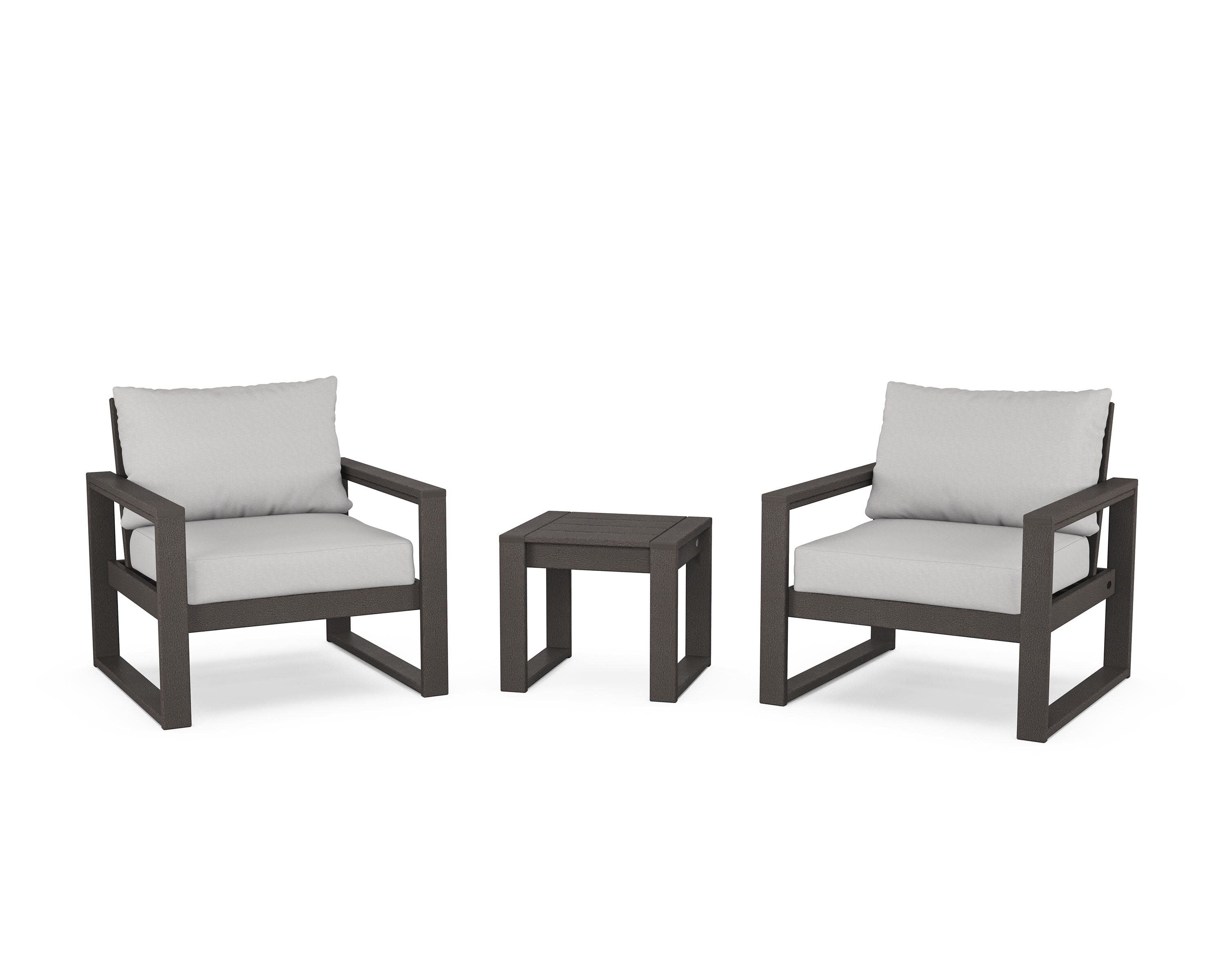 EDGE Sectional 3-Piece Deep Seating Set in Vintage Coffee / Diamond in the Rough