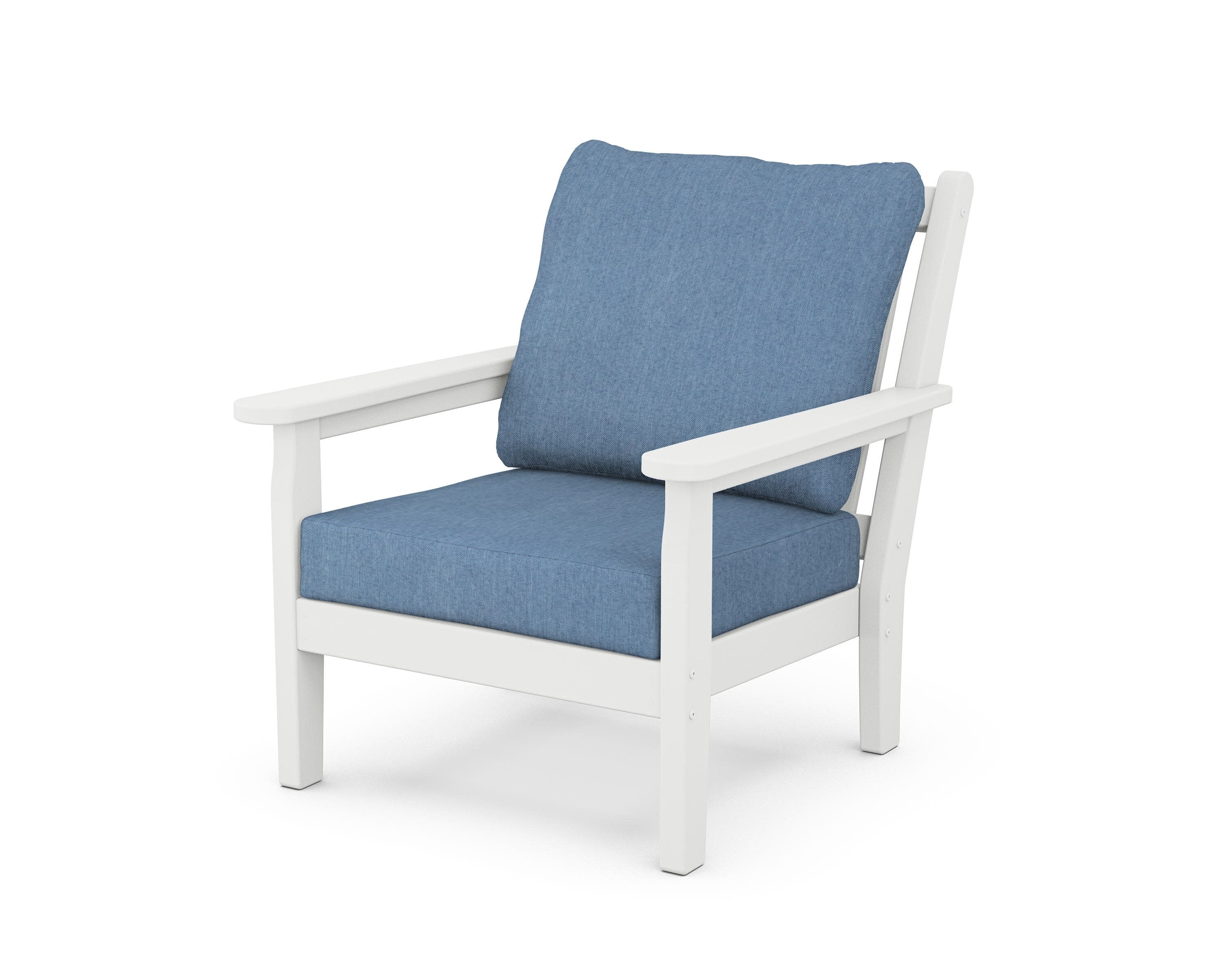 Chippendale Deep Seating Chair in White / Sky Blue