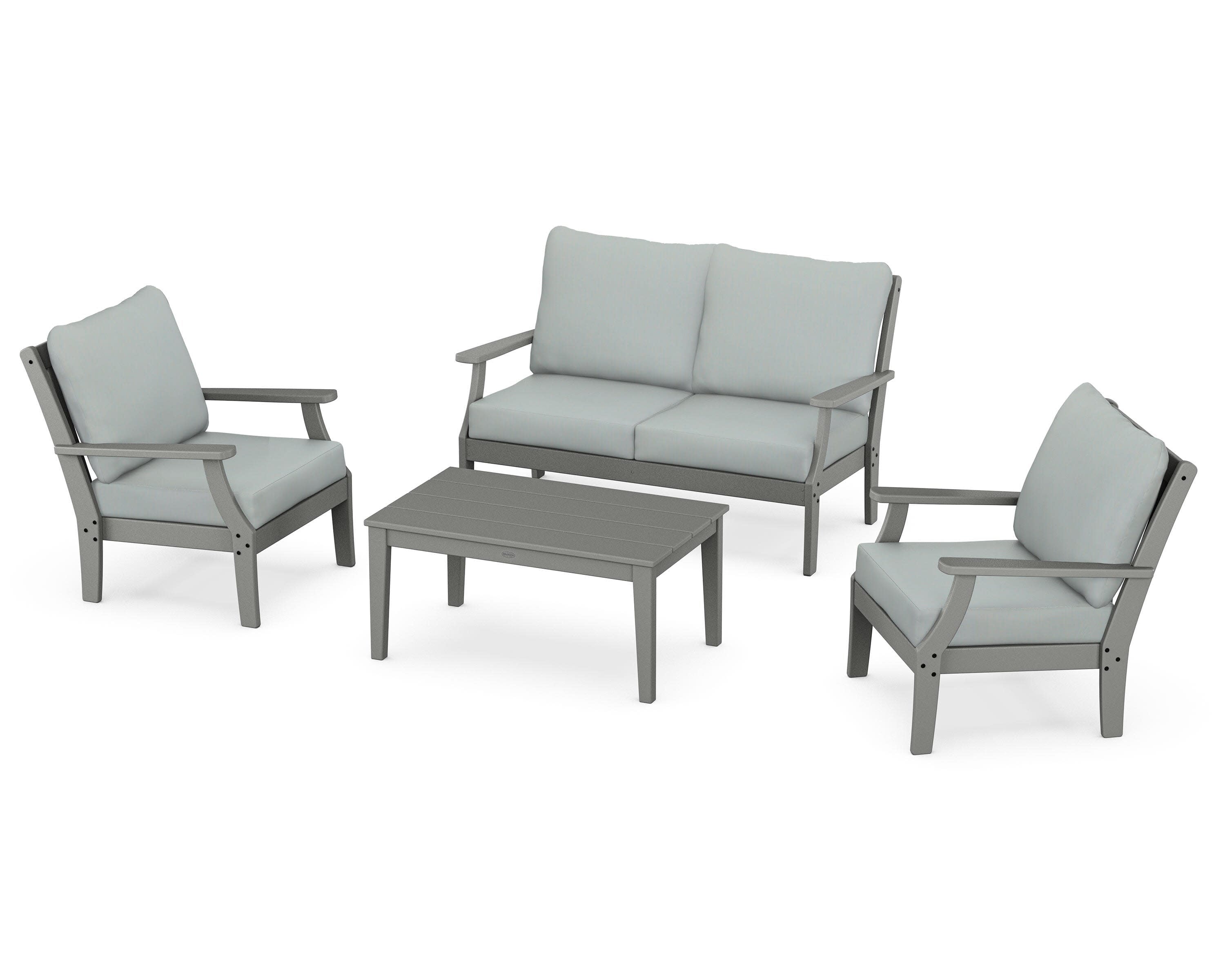 Braxton 4-Piece Deep Seating Chair Set in Slate Grey / Spa