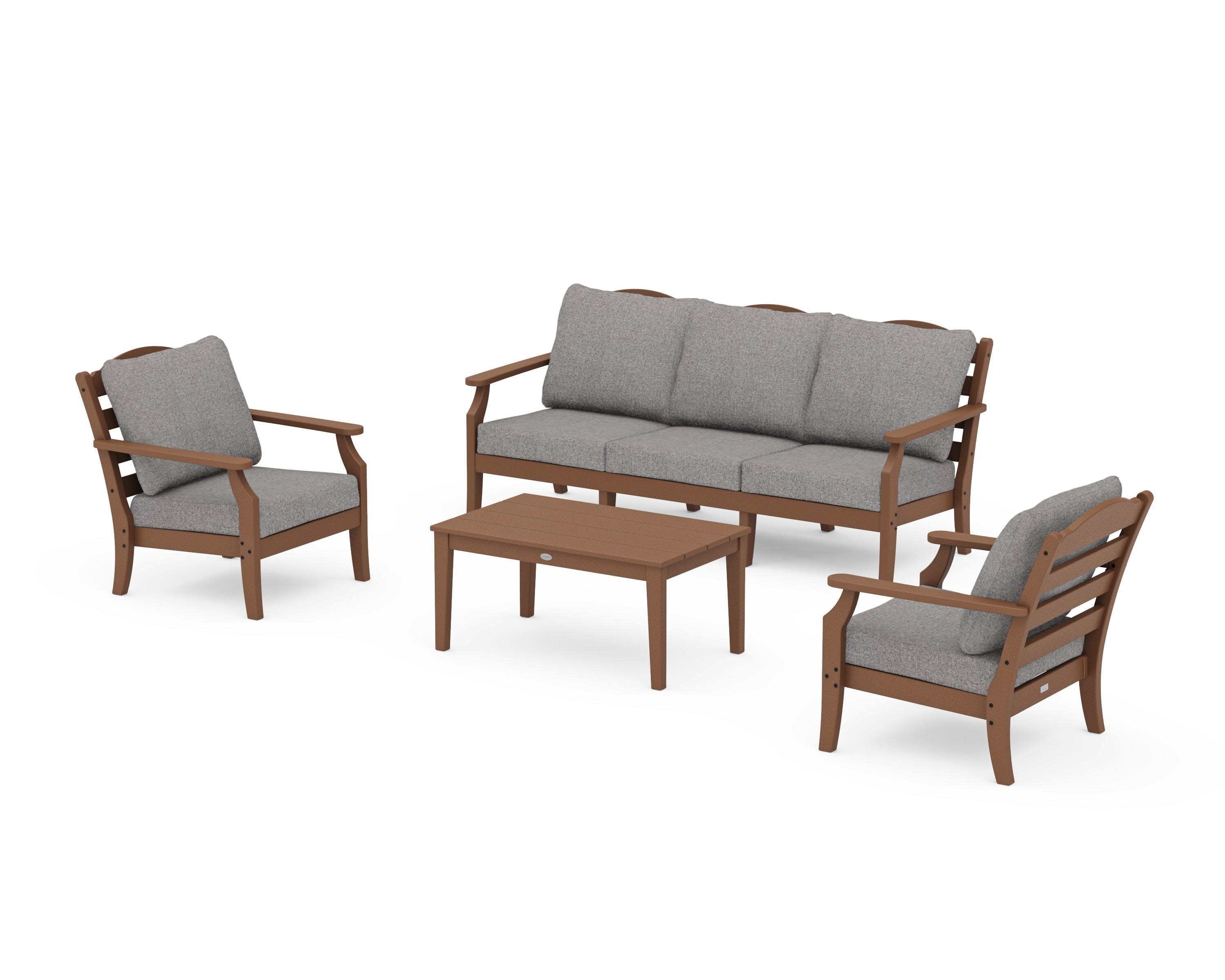 Savannah 4-Piece Deep Seating Set with Sofa in Teak / Grey Mist
