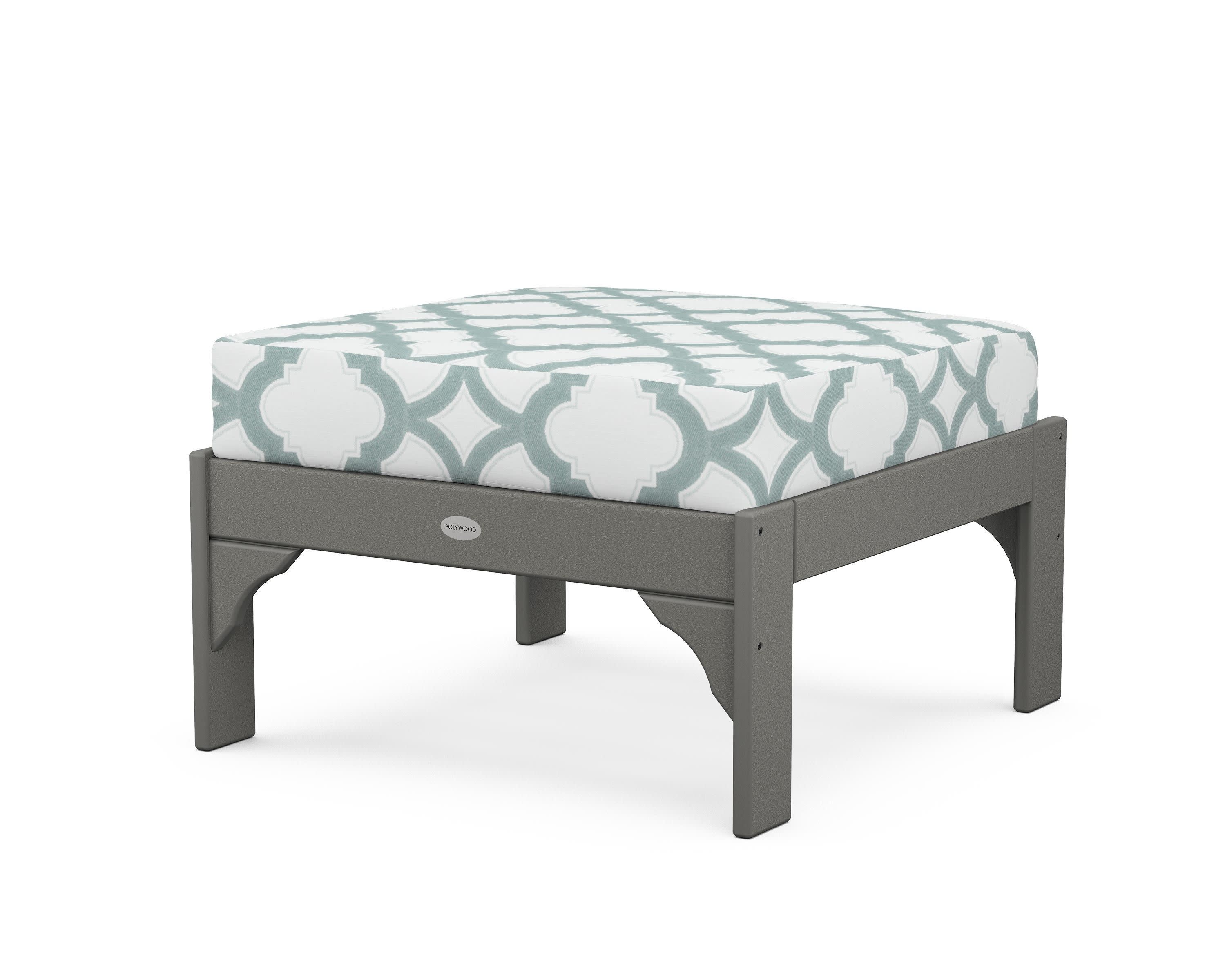 Vineyard Deep Seating Ottoman in Slate Grey / Trellis Glacier Spa