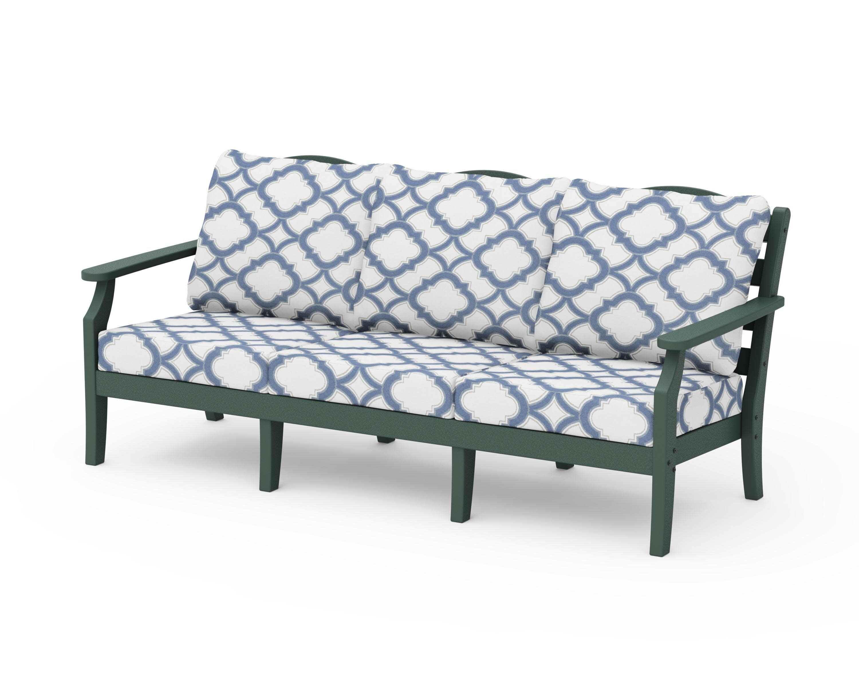 Savannah Deep Seating Sofa in Green / Trellis Sky Blue