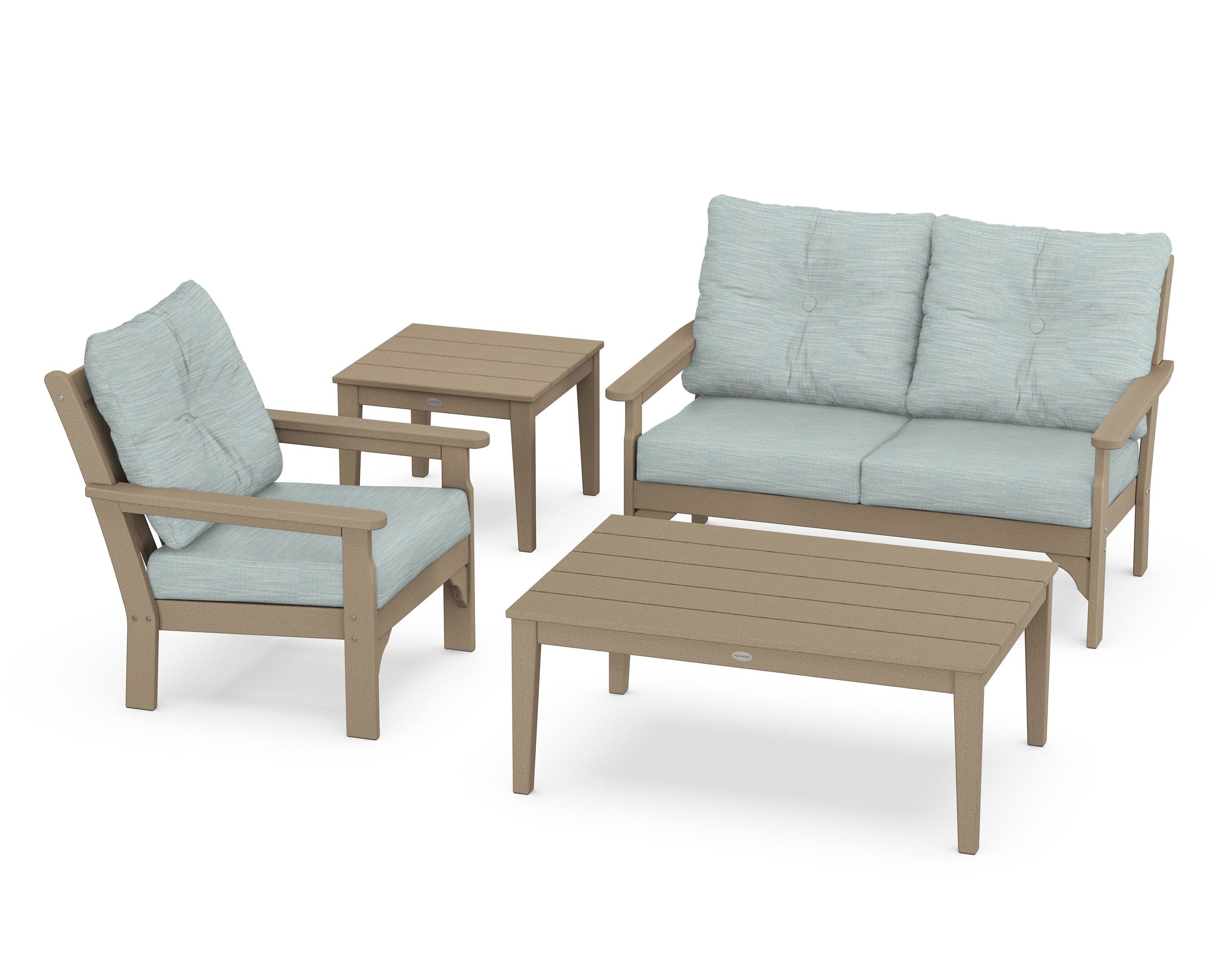 Vineyard 4-Piece Deep Seating Set in Vintage Sahara / Soothe Mist