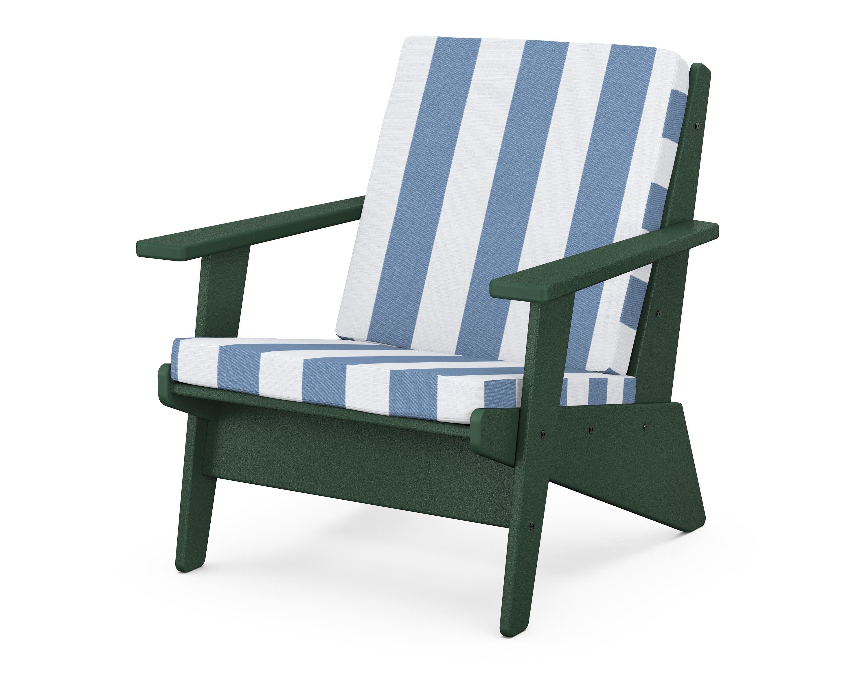 Riviera Modern Lounge Chair in Green / Cabana Stripe Sky Blue