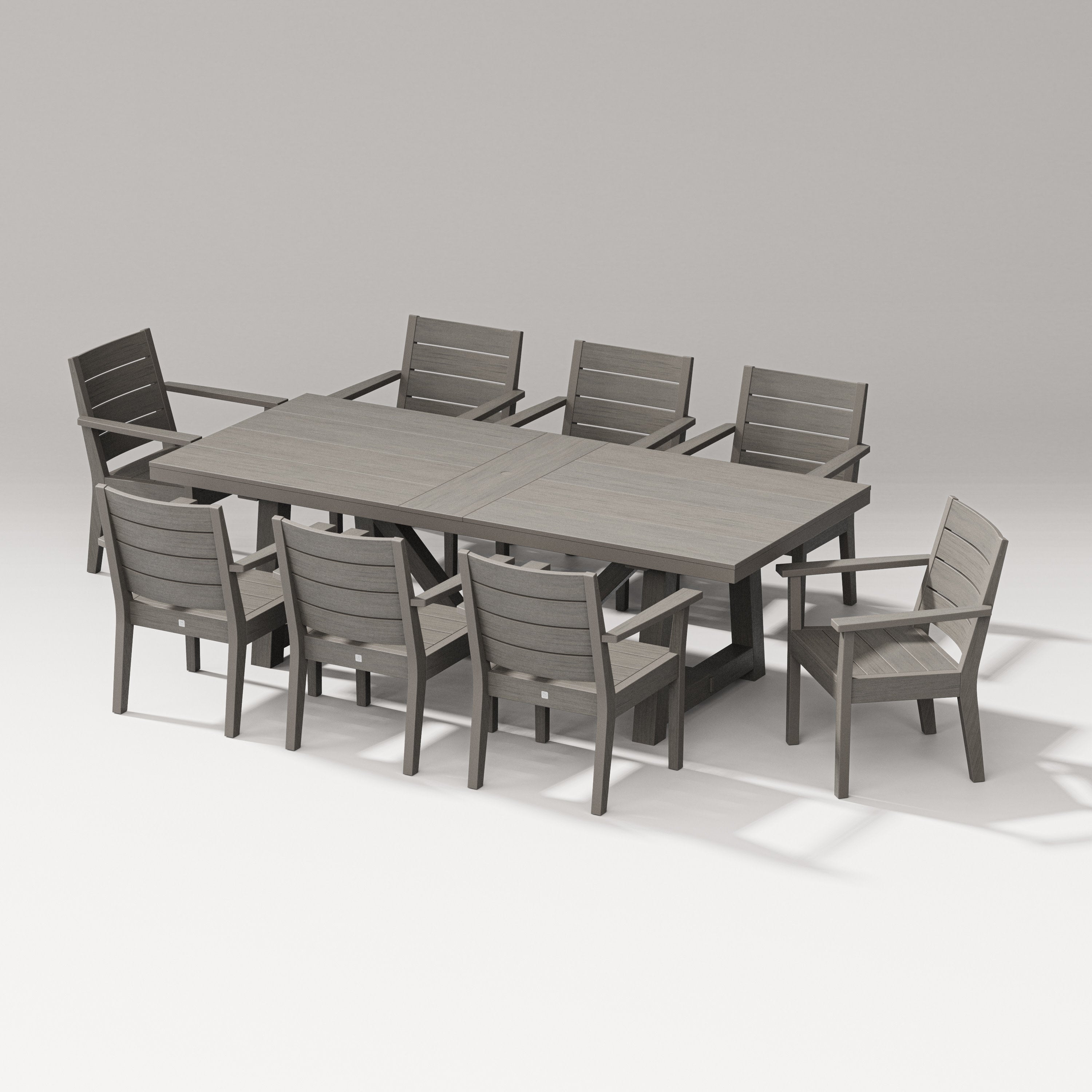 Latitude 9-Piece A-Frame Table Dining Set in Driftwood