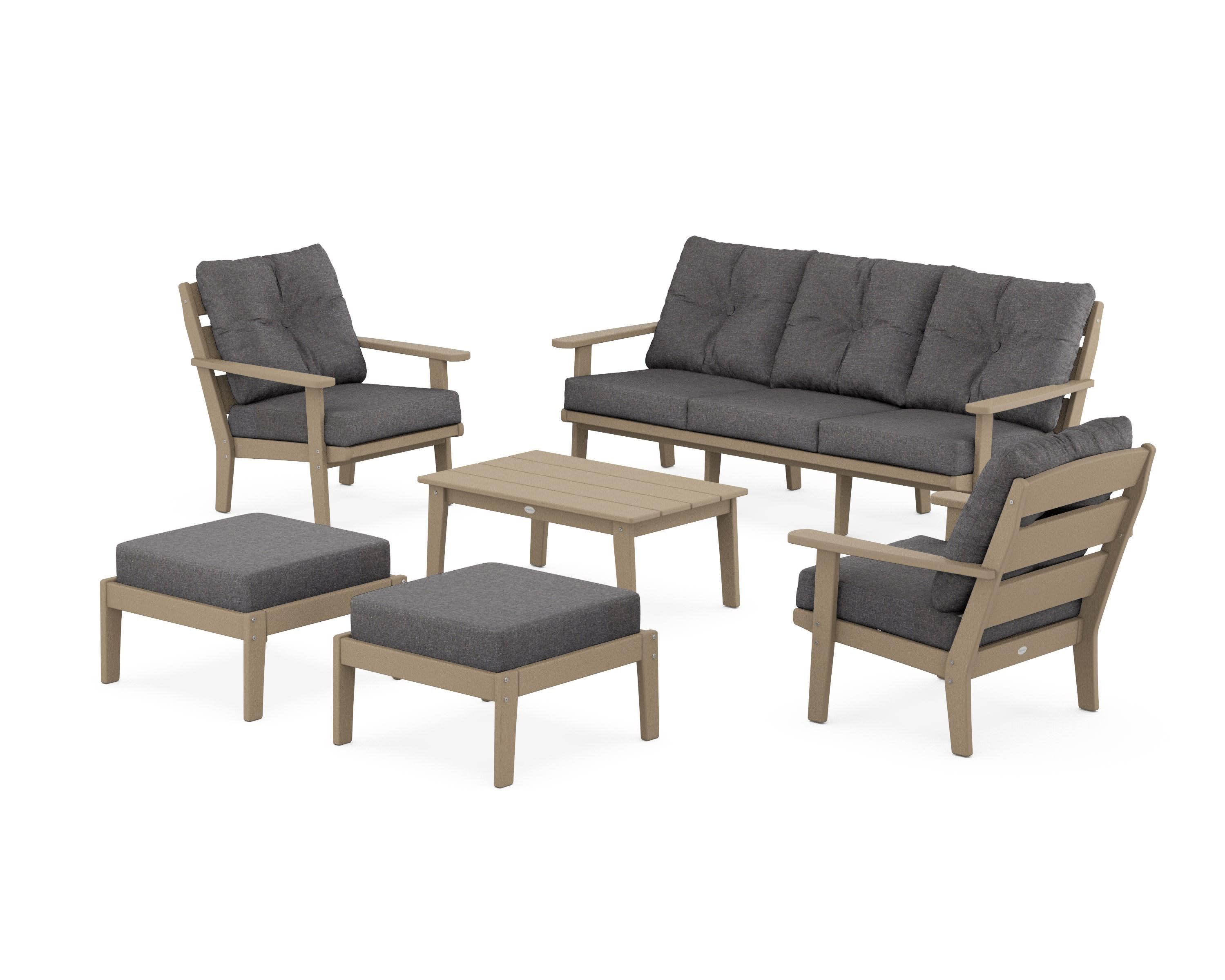 Lakeside 6-Piece Lounge Sofa Set in Vintage Sahara / Ash Charcoal