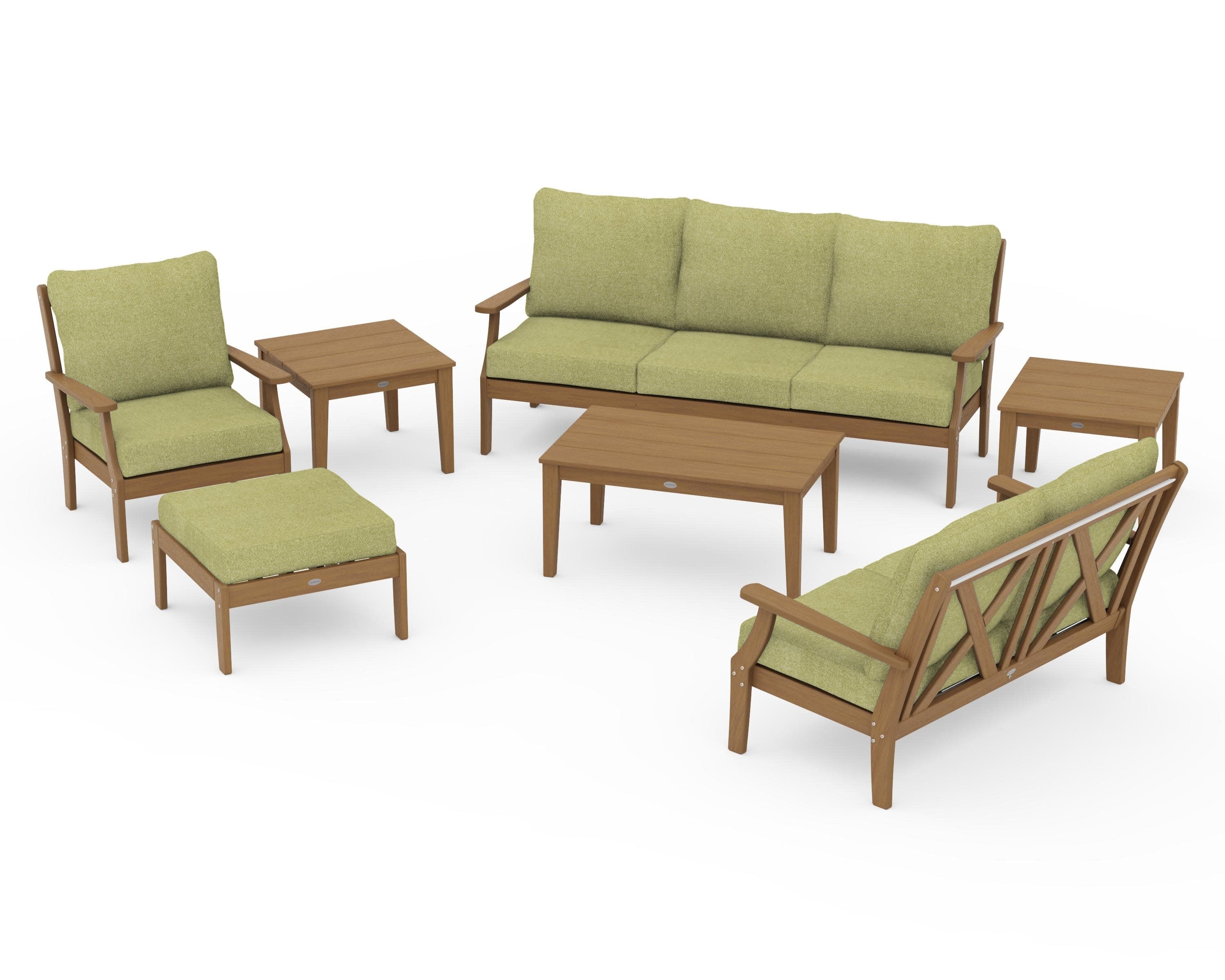Braxton 7-Piece Deep Seating Set in Natural / Chartreuse Boucle