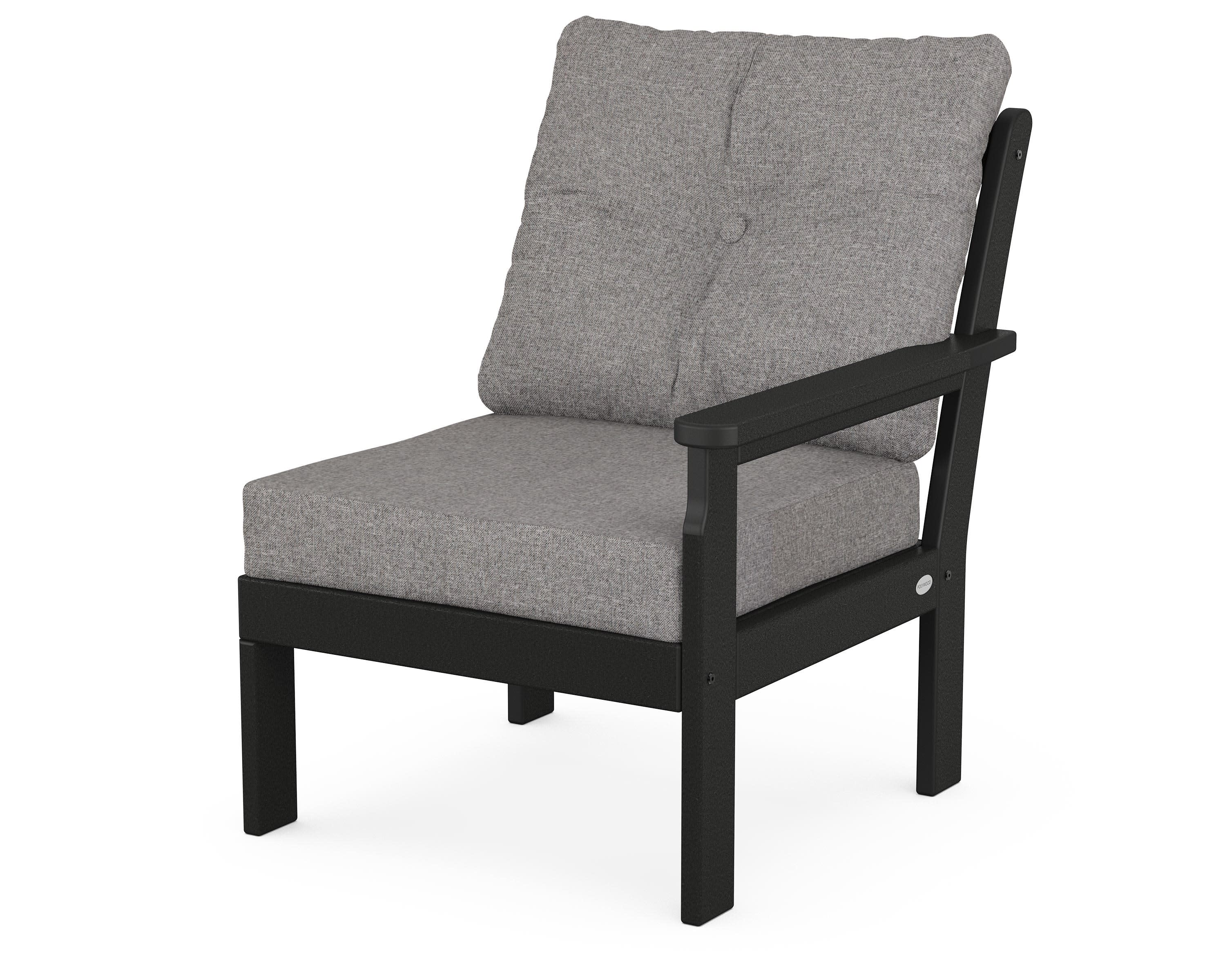 Vineyard Modular Right Arm Chair in Black / Grey Mist