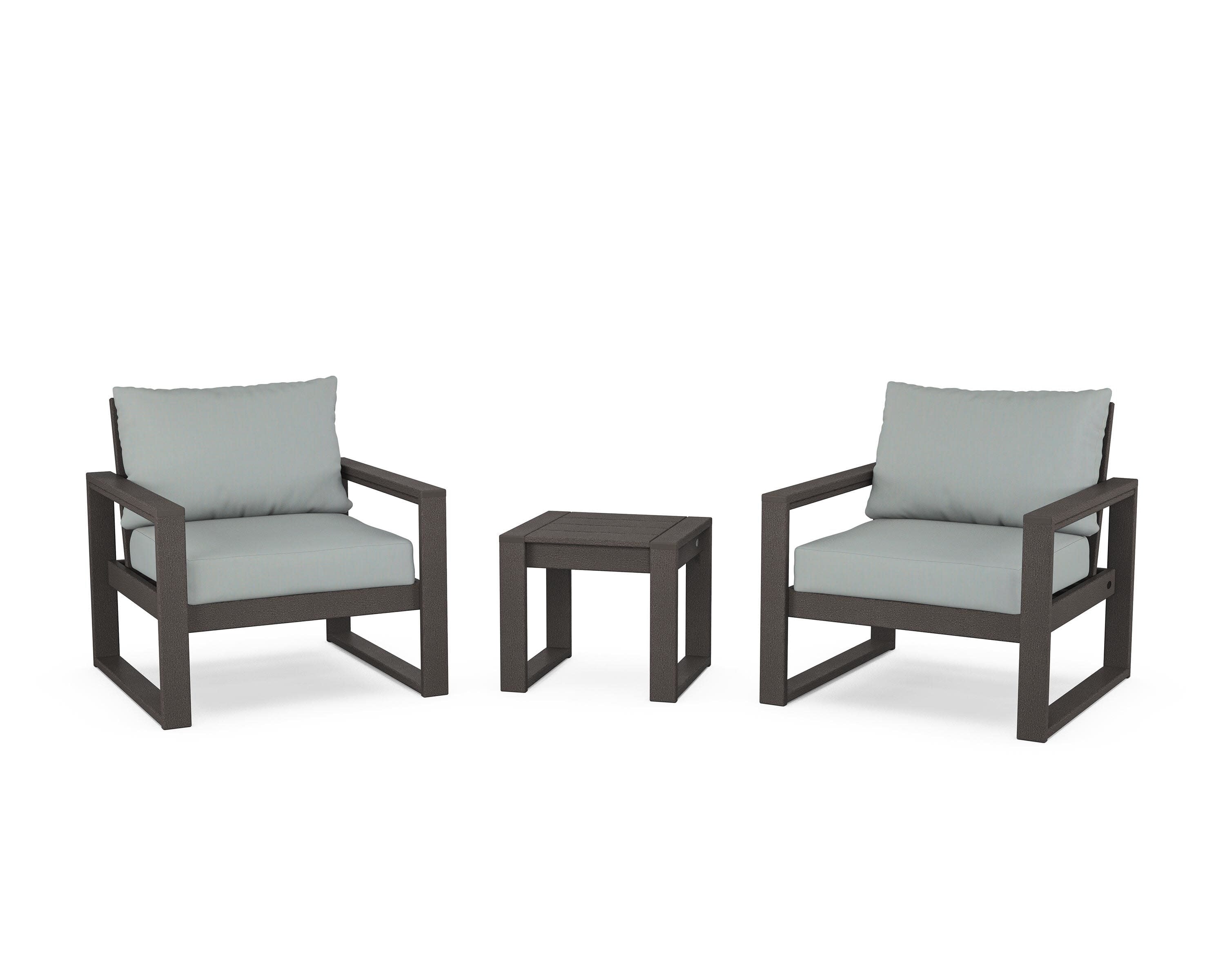 EDGE Sectional 3-Piece Deep Seating Set in Vintage Coffee / Spa