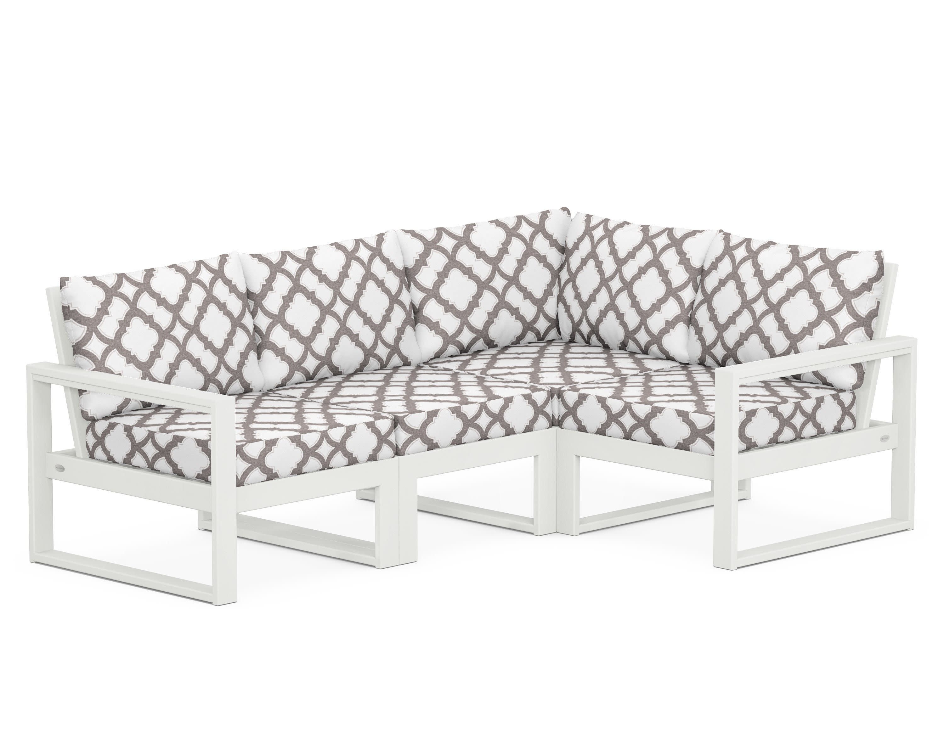 EDGE 4-Piece Modular Deep Seating Set in Vintage White / Trellis Grey Mist