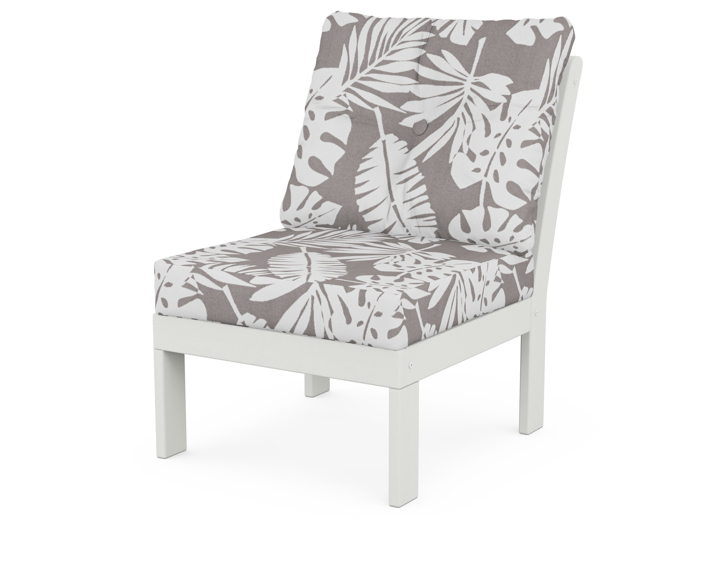 Vineyard Modular Armless Chair in Vintage White / Leaf Grey Mist