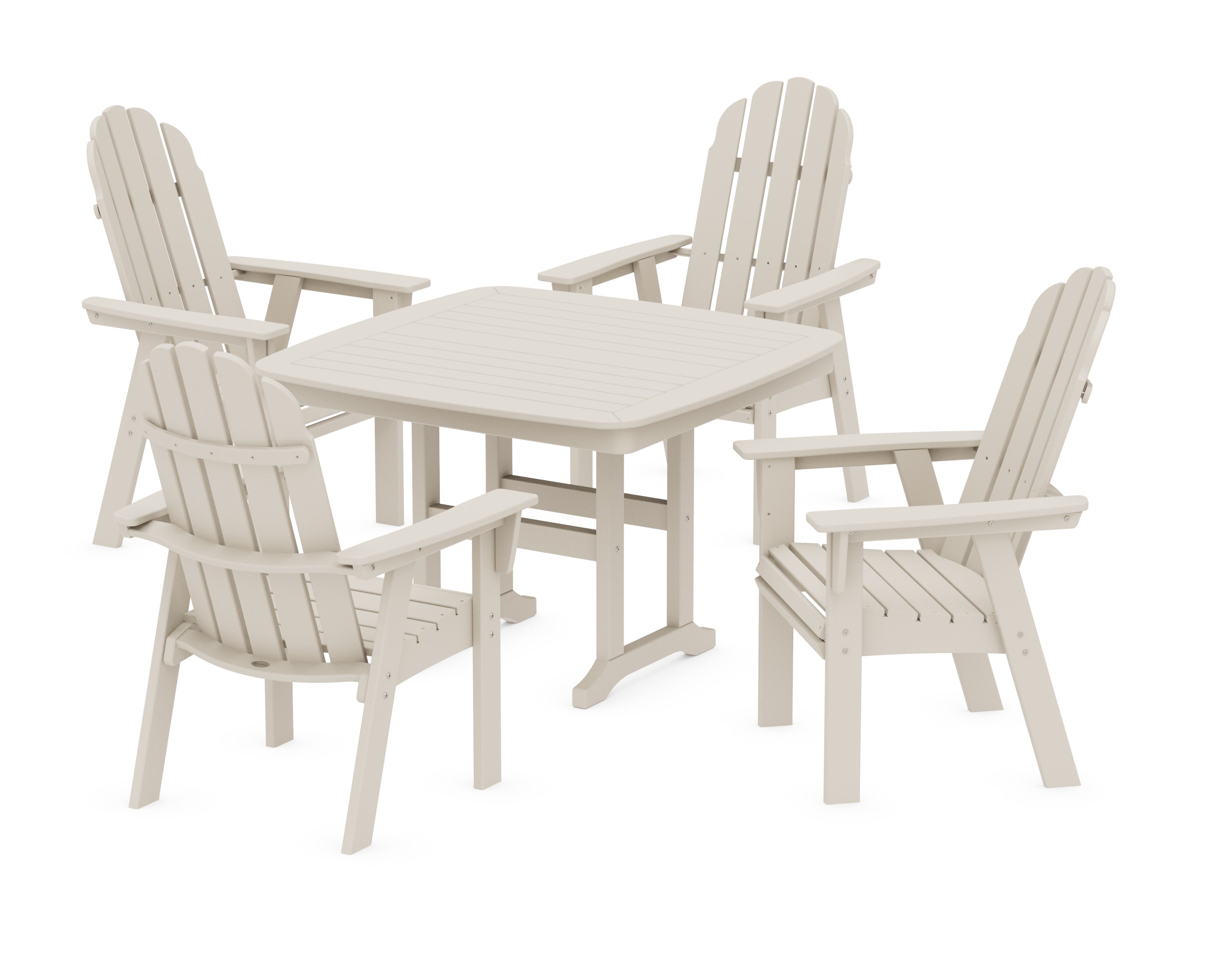 Vineyard Curveback Adirondack 5-Piece Dining Set in Sand