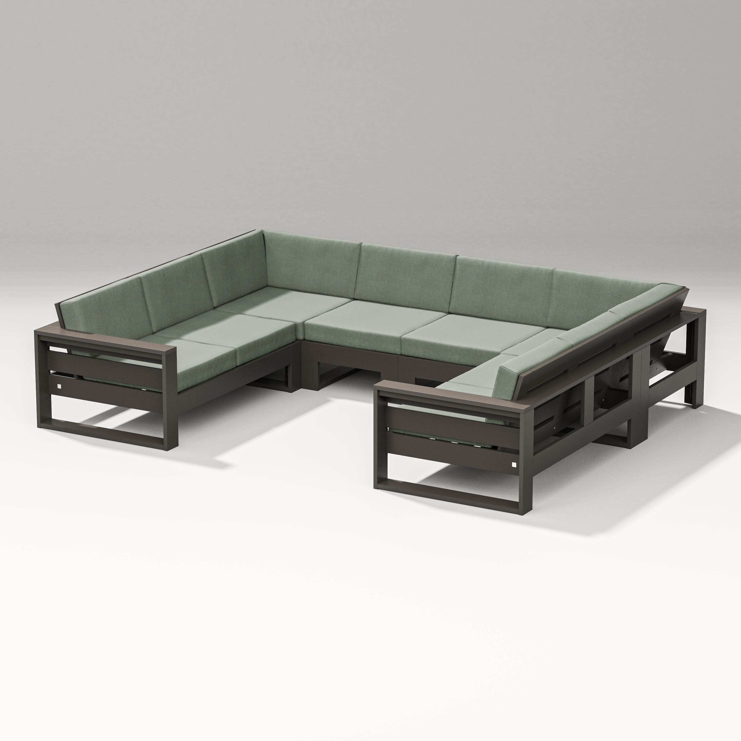 Latitude U-Shaped Sectional in Vintage Coffee / Cast Sage