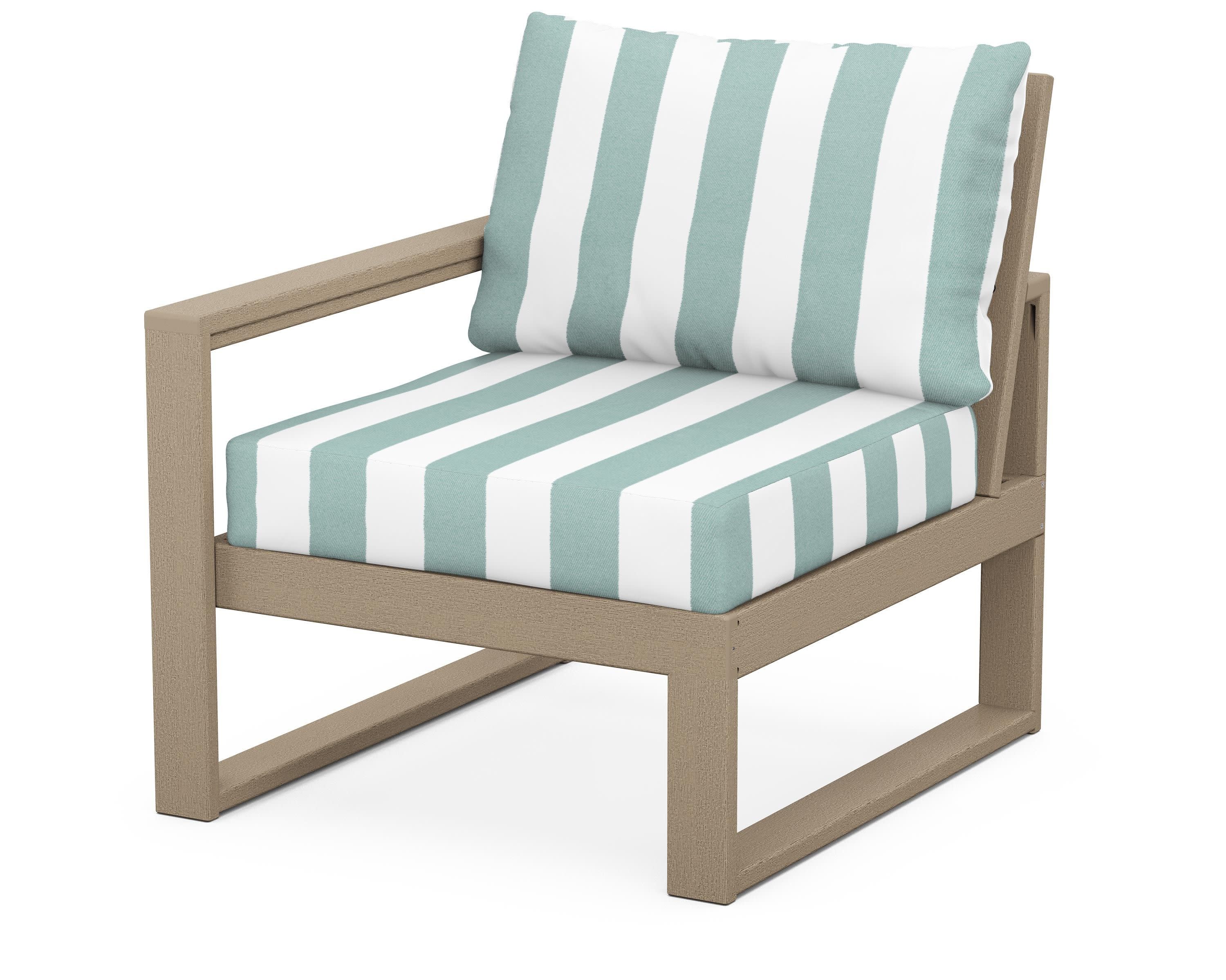 EDGE Modular Left Arm Chair in Vintage Sahara / Cabana Stripe Glacier Spa