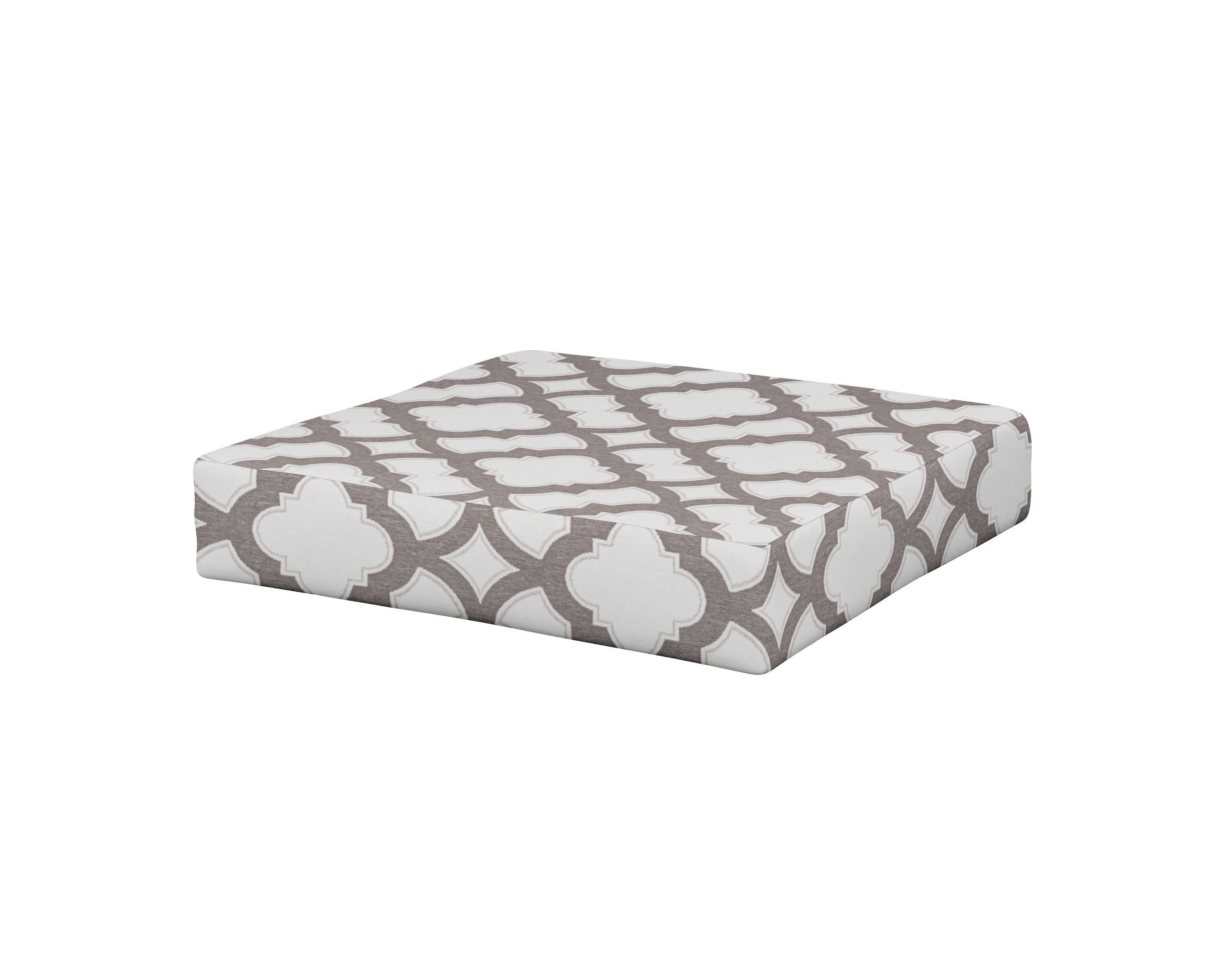 Vineyard Ottoman Cushion in Trellis Grey Mist