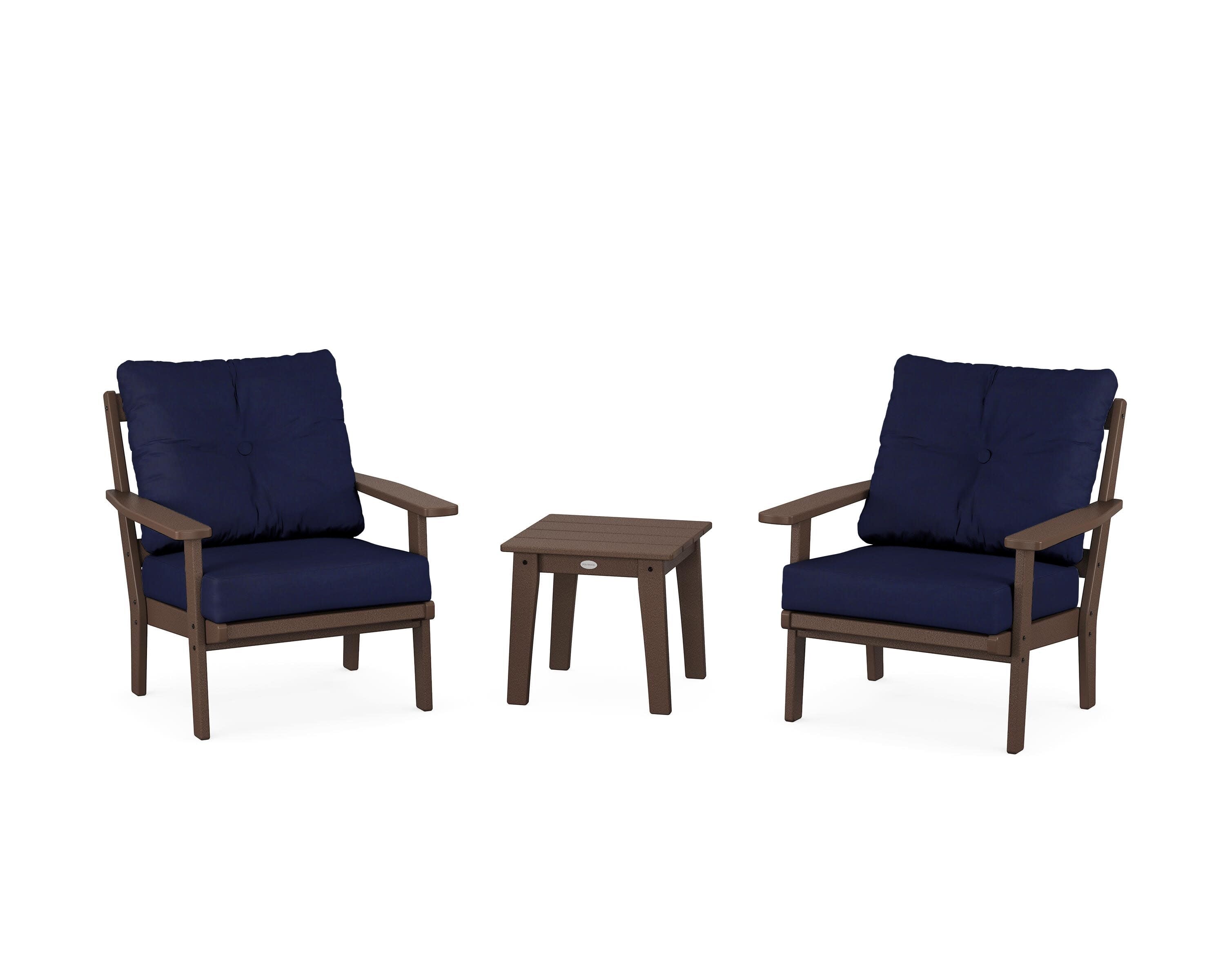 Prairie 3-Piece Deep Seating Set in Mahogany / Navy