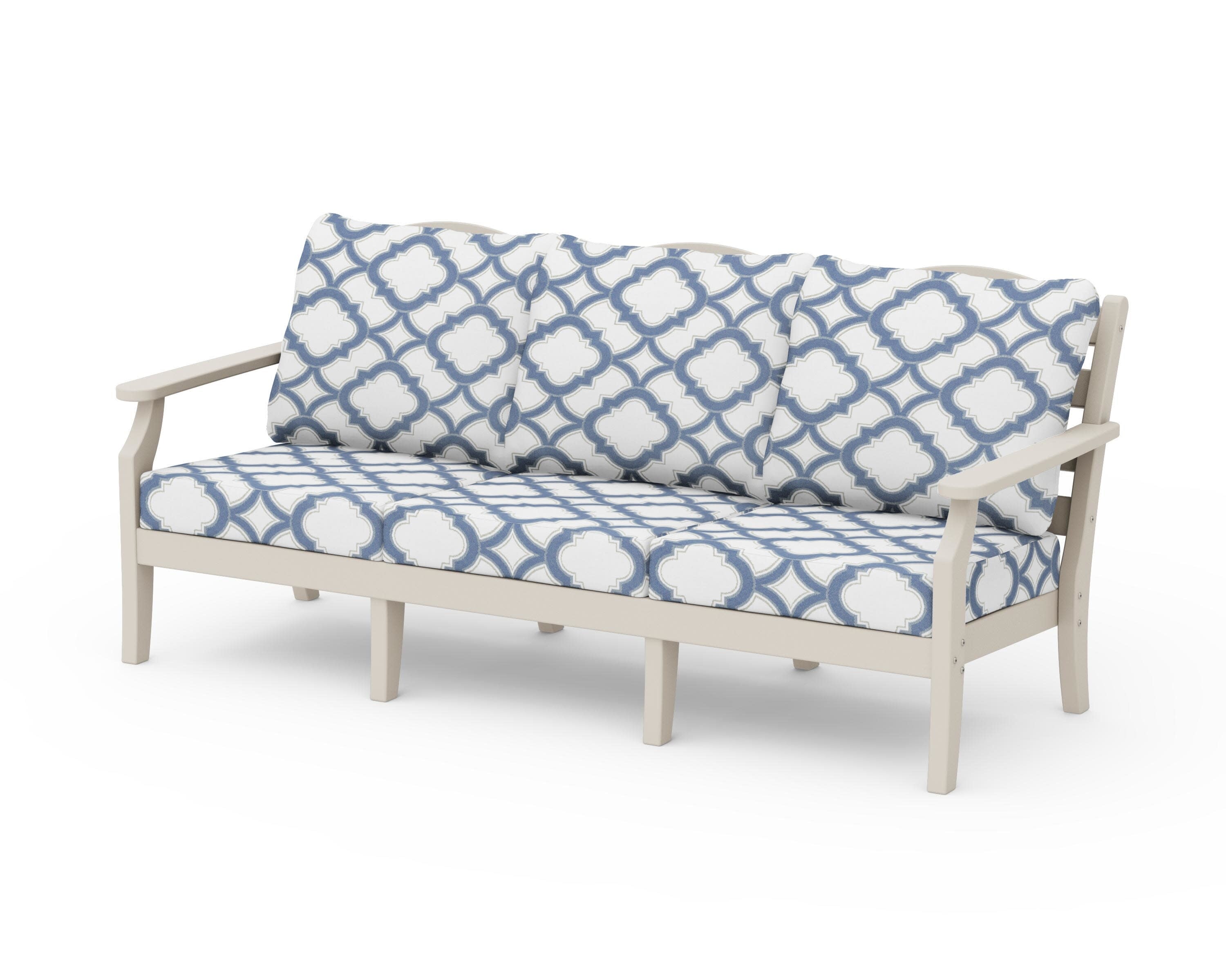 Savannah Deep Seating Sofa in Sand / Trellis Sky Blue