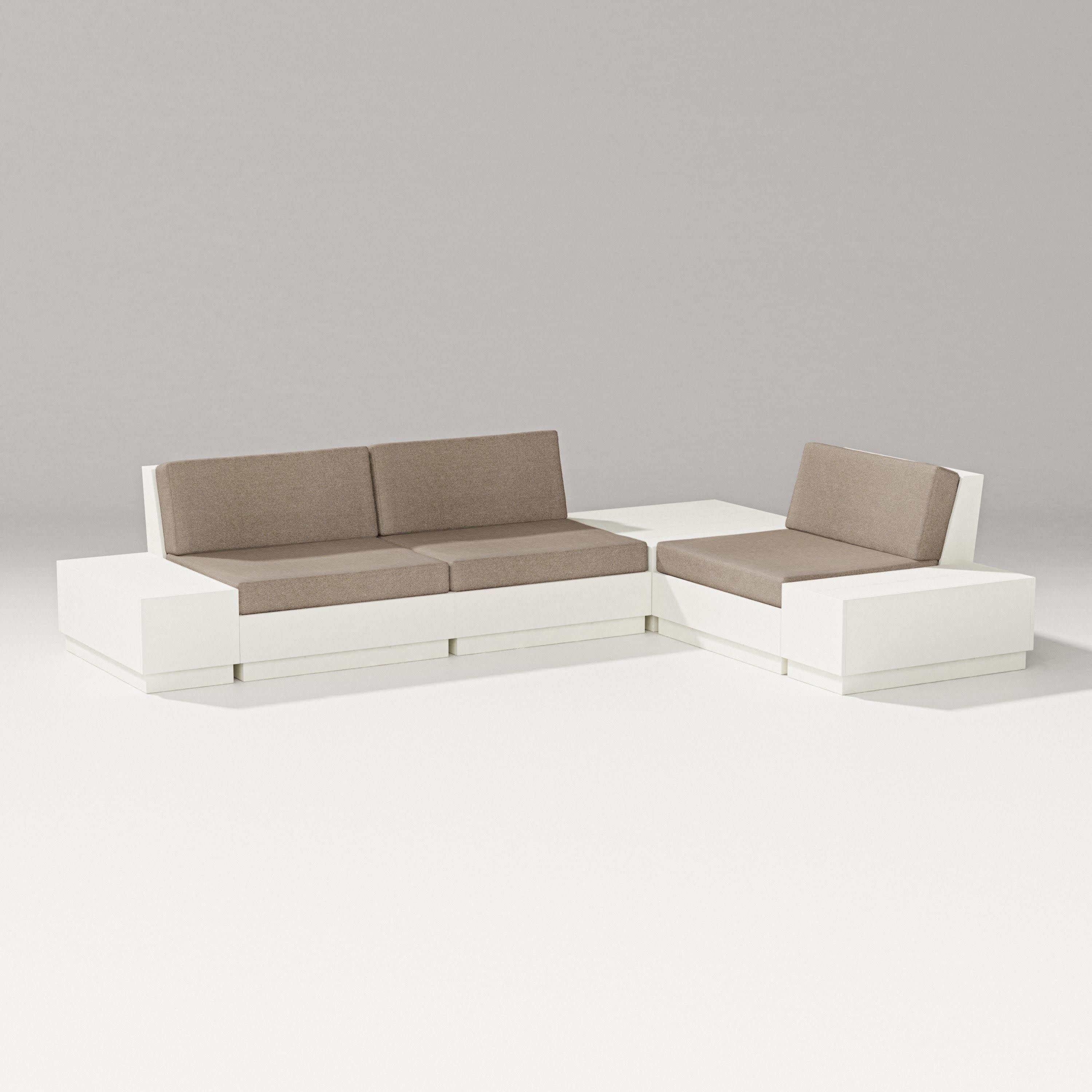 Elevate 6-Piece Corner Sectional in Vintage White / Spiced Burlap