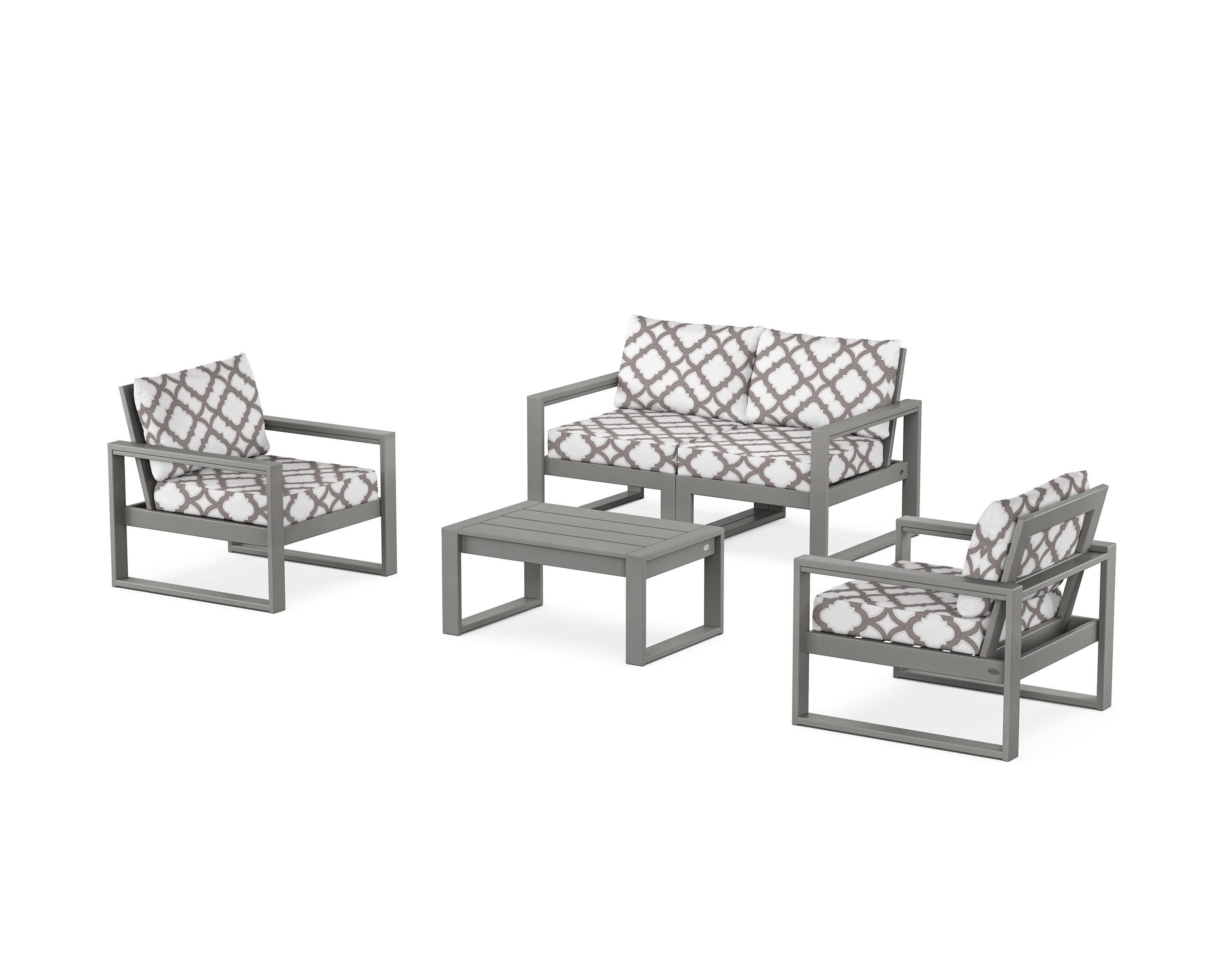 EDGE Sectional 4-Piece Deep Seating Set with Loveseat in Slate Grey / Trellis Grey Mist