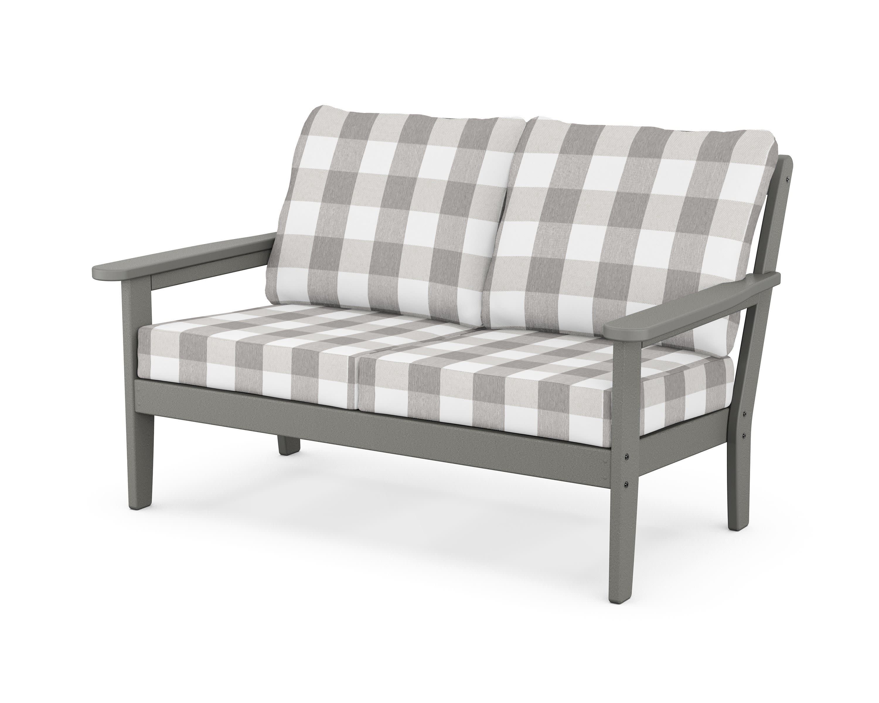 Cottage Deep Seating Loveseat in Slate Grey / Buffalo Plaid Grey Mist