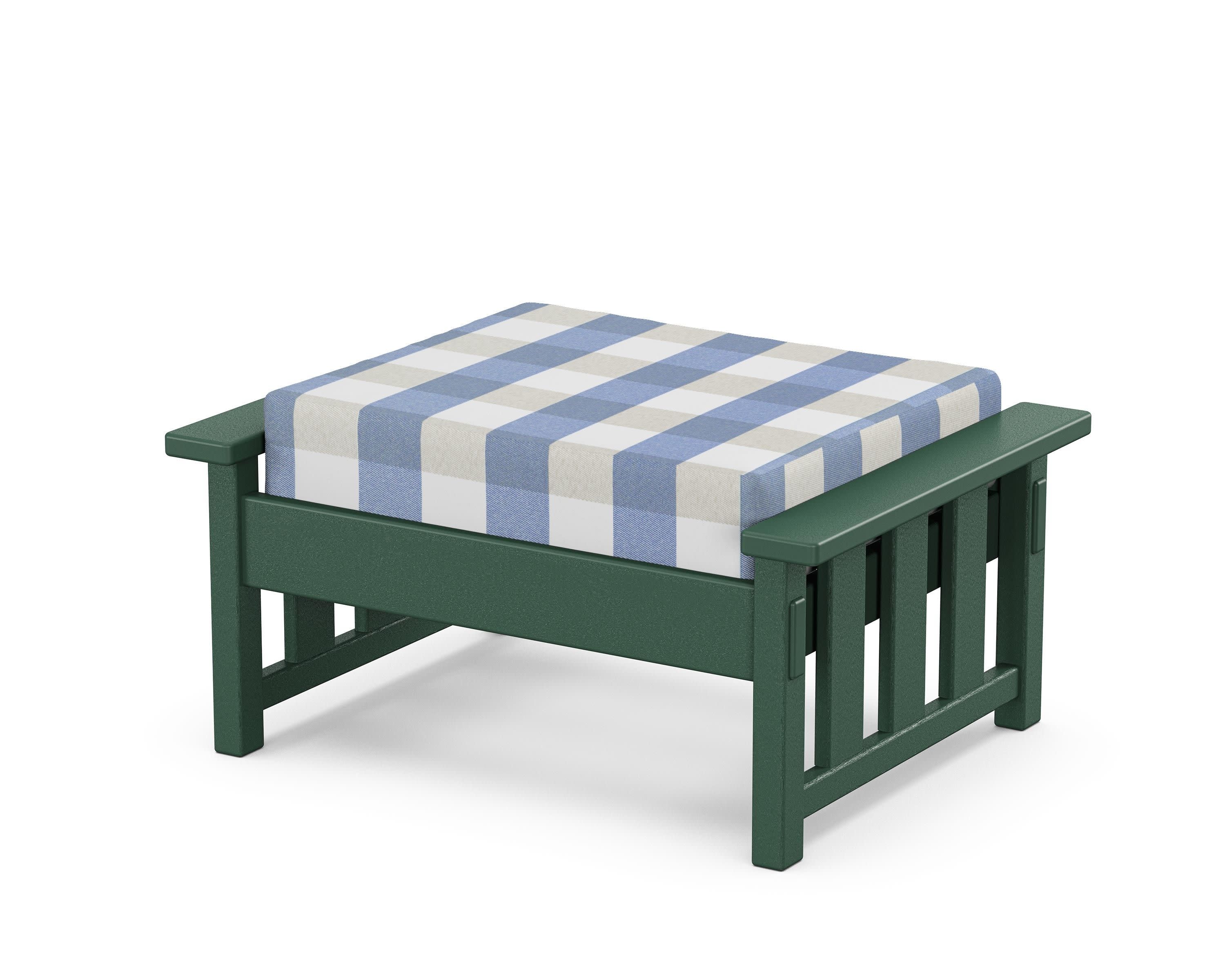 Acadia Deep Seating Ottoman in Green / Buffalo Plaid Sky Blue