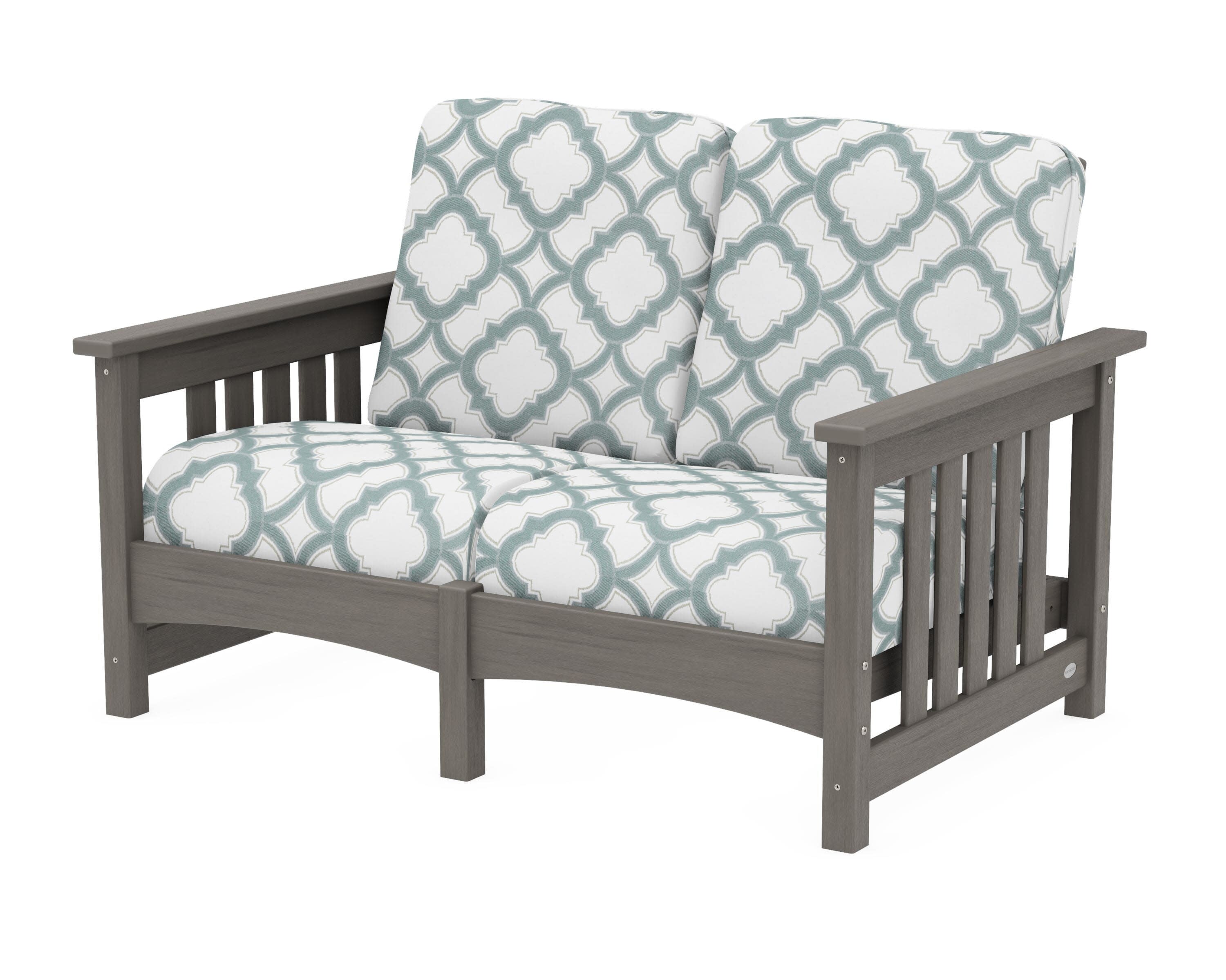 Club Mission Loveseat in Driftwood / Trellis Glacier Spa