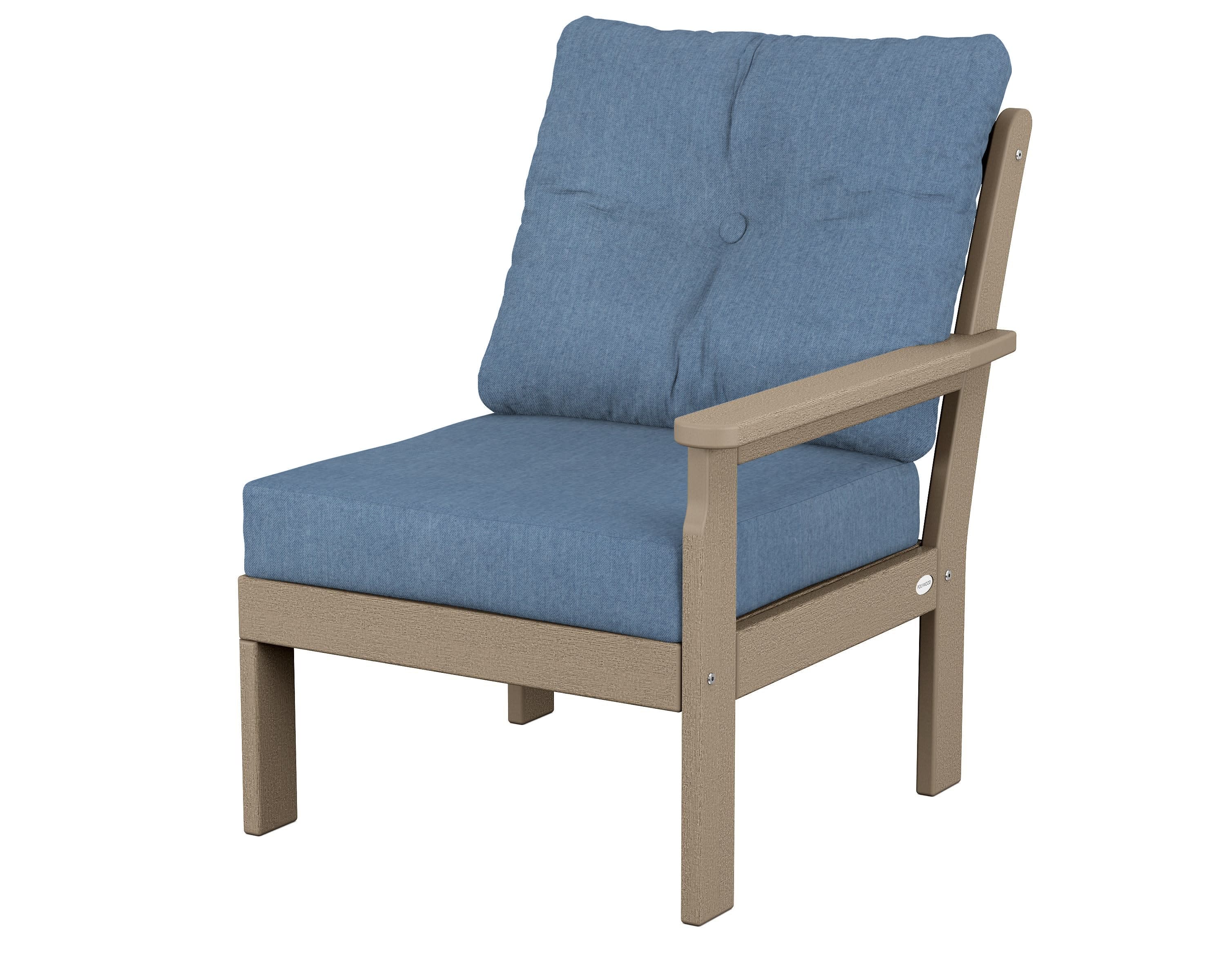 Vineyard Modular Right Arm Chair in Vintage Sahara / Sky Blue