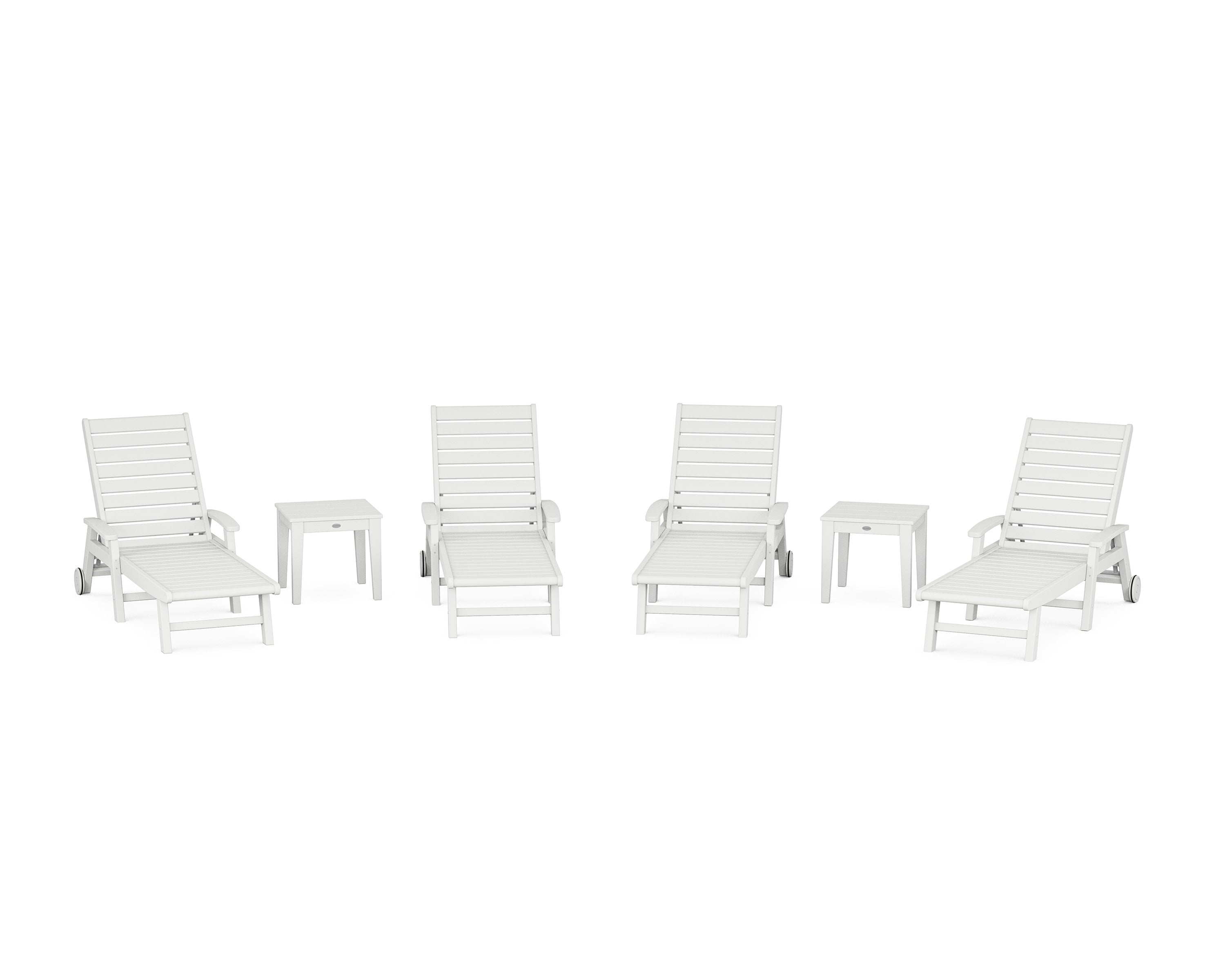 Signature Chaise 6-Piece Set with Wheels in White