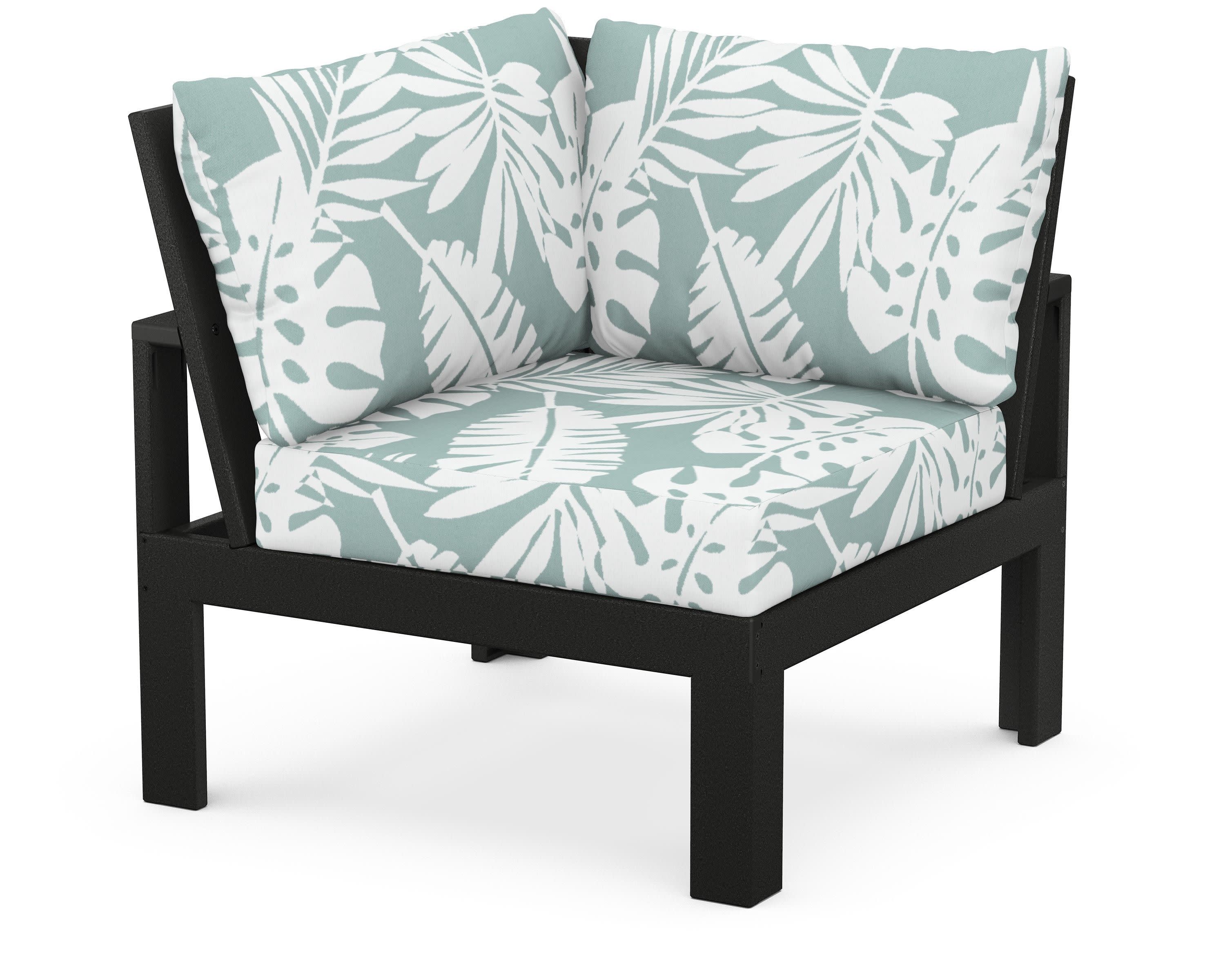 Modular Corner Chair in Black / Leaf Glacier Spa