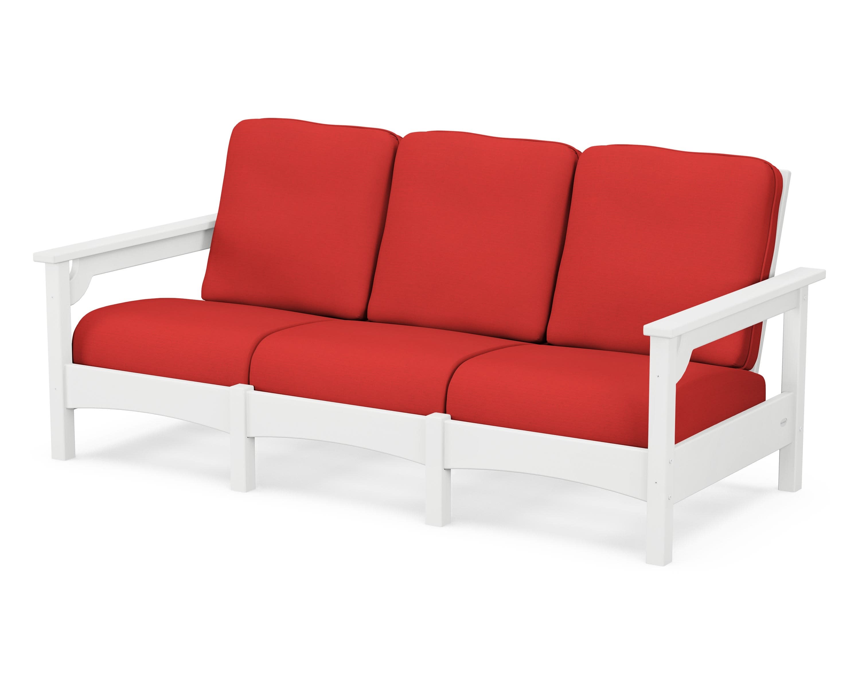 Club Sofa in White / Crimson Linen
