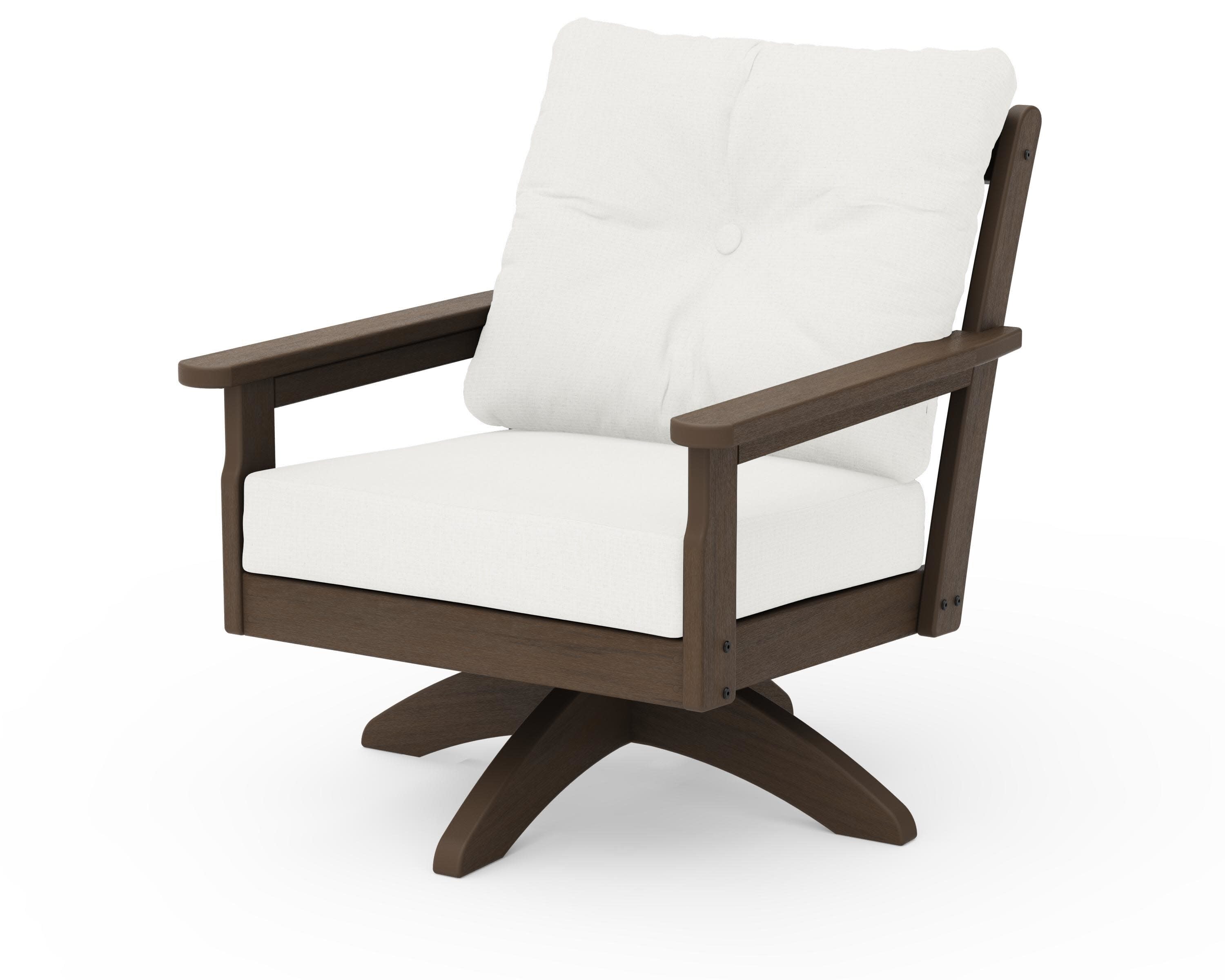 Vineyard Deep Seating Swivel Chair in Kona / Natural Linen