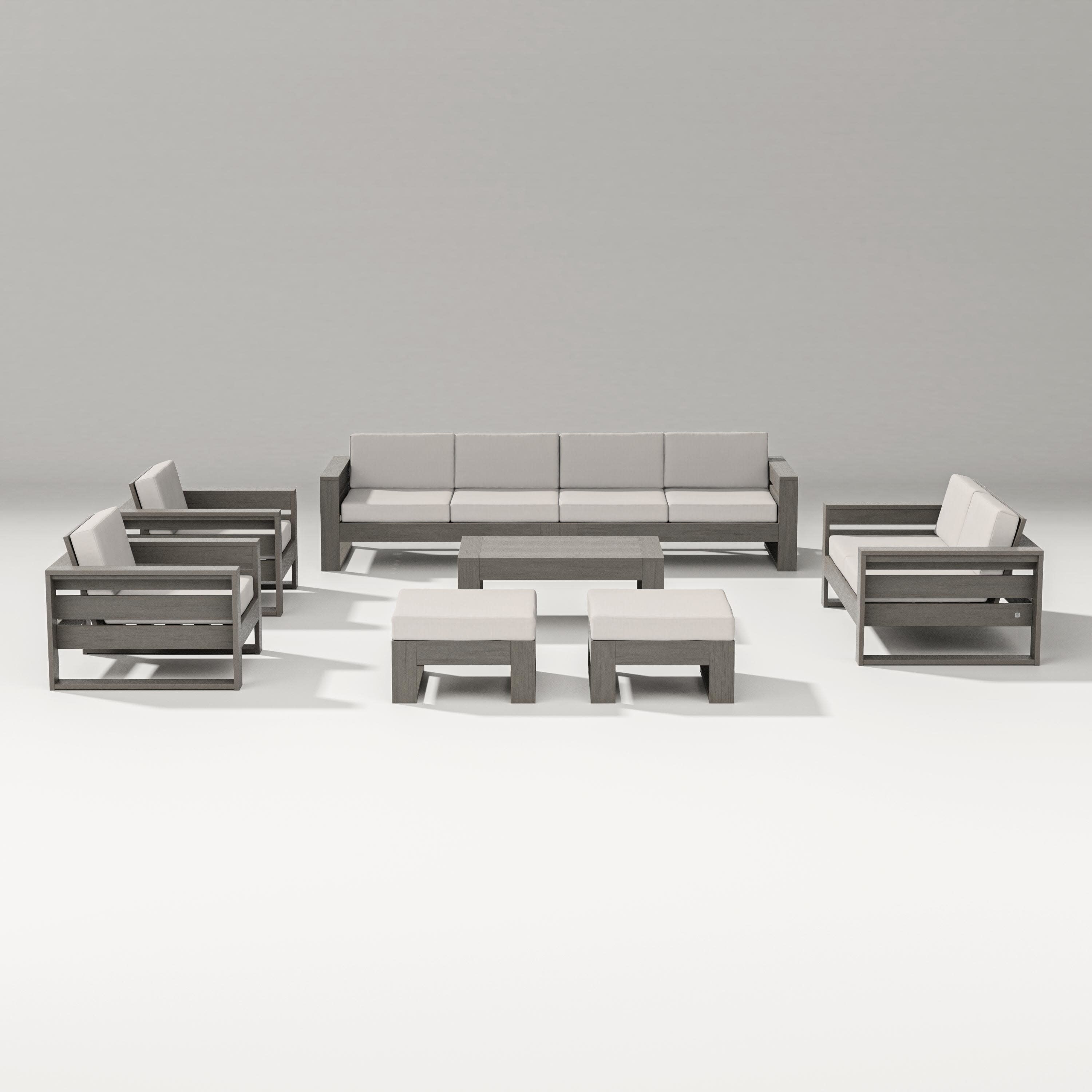 Latitude 8-Piece Lounge Sofa Set in Driftwood / Cast Ash