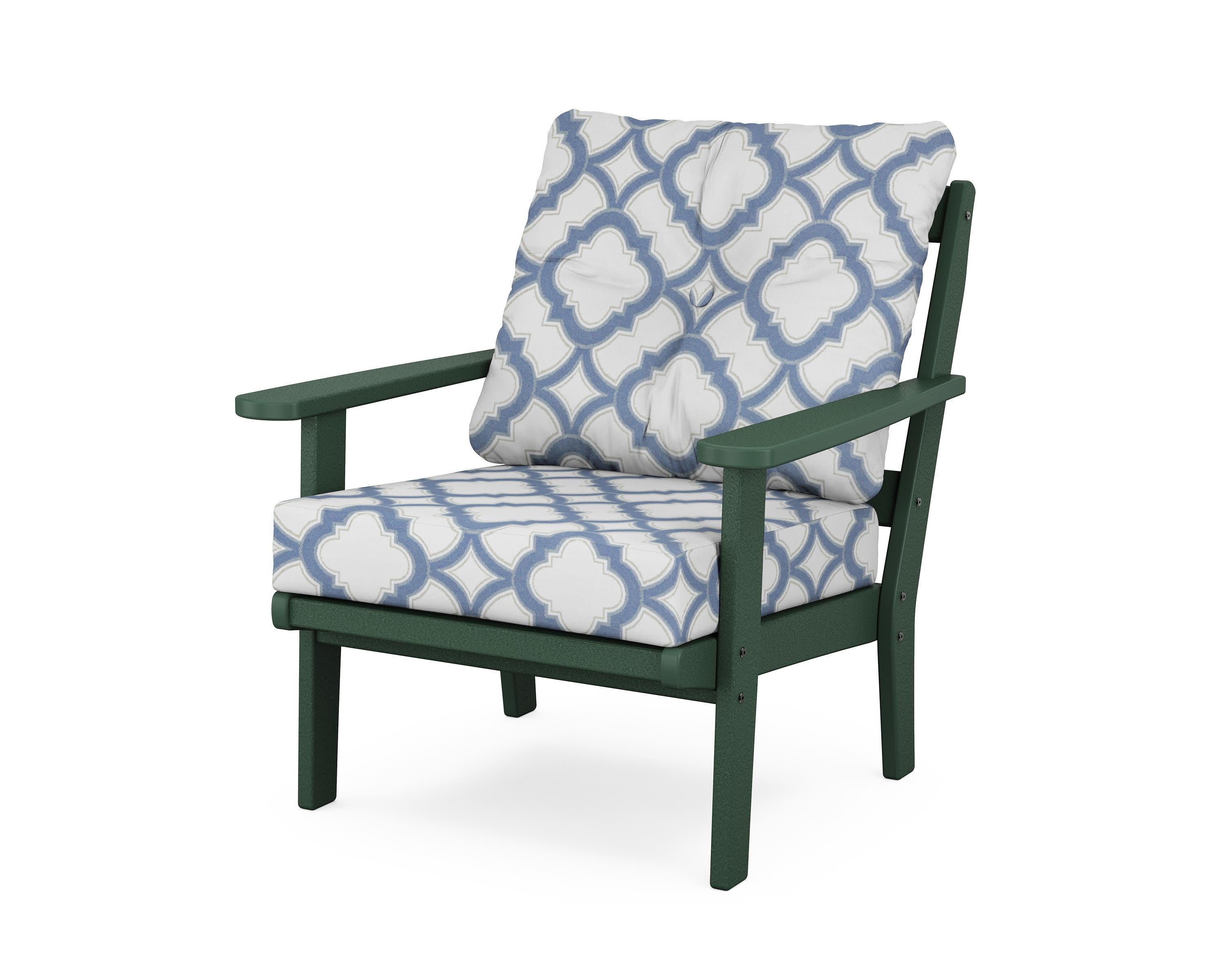 Mission Deep Seating Chair in Green / Trellis Sky Blue