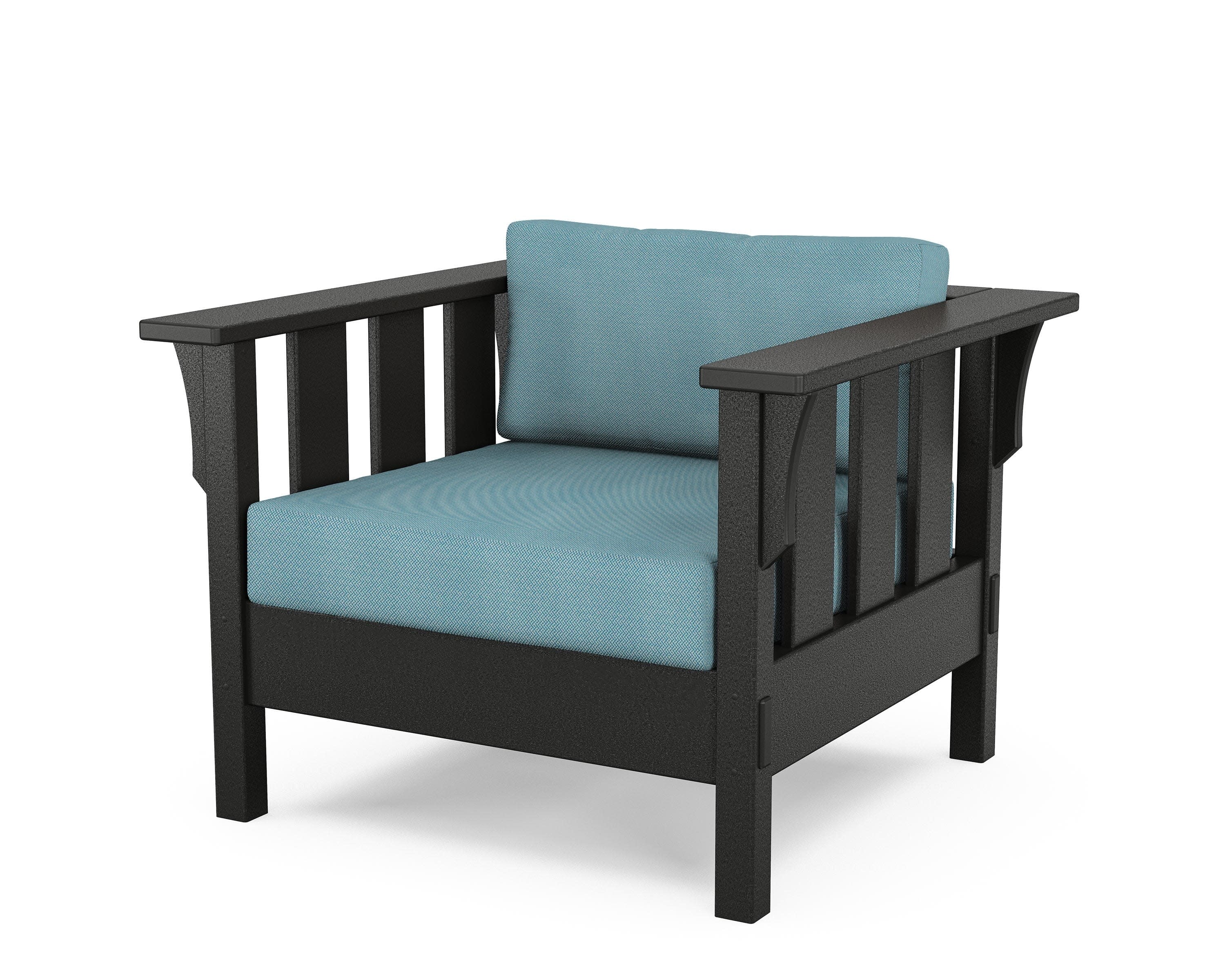Acadia Deep Seating Chair in Black / Lattice Sky Blue