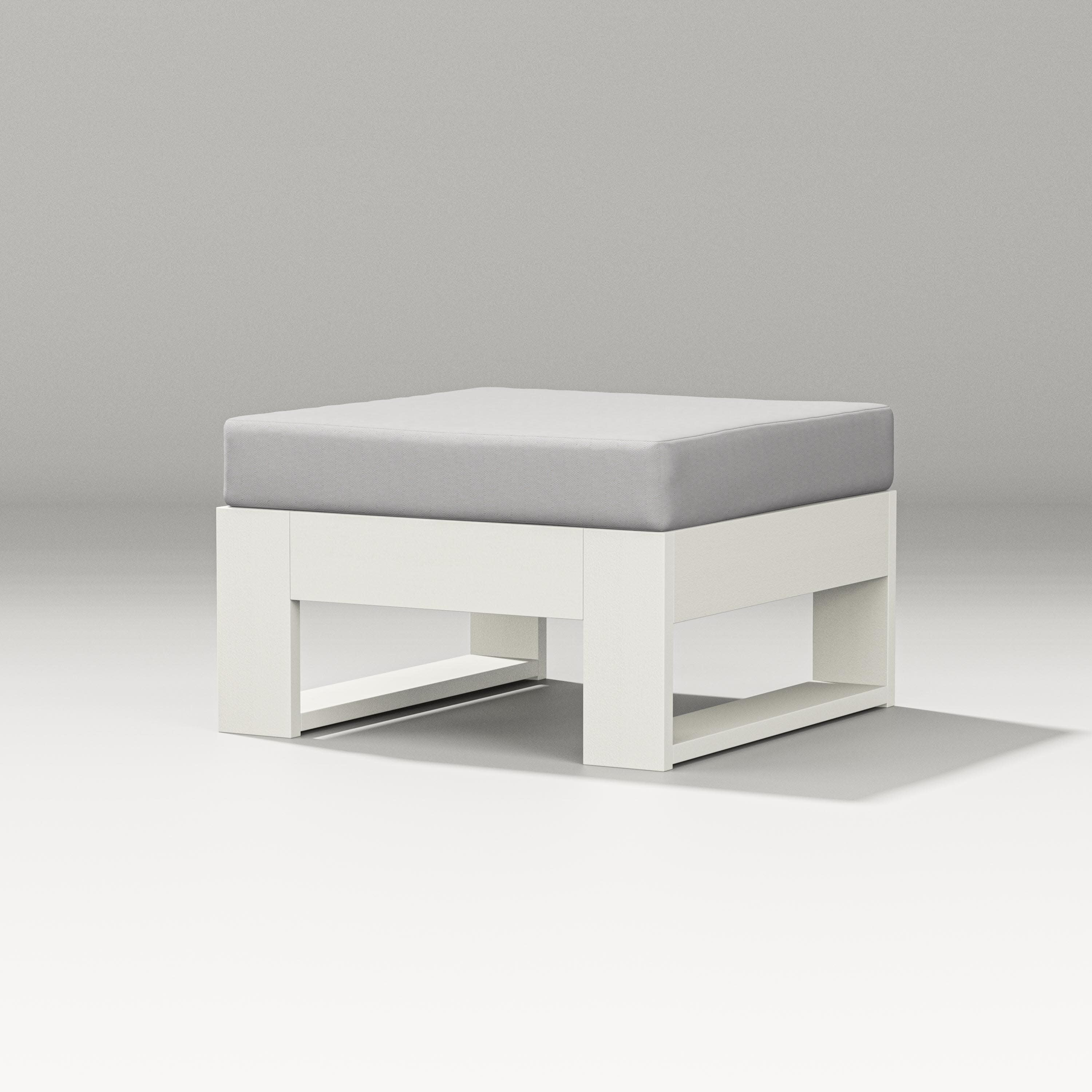 Latitude Lounge Ottoman in Vintage White / Diamond in the Rough