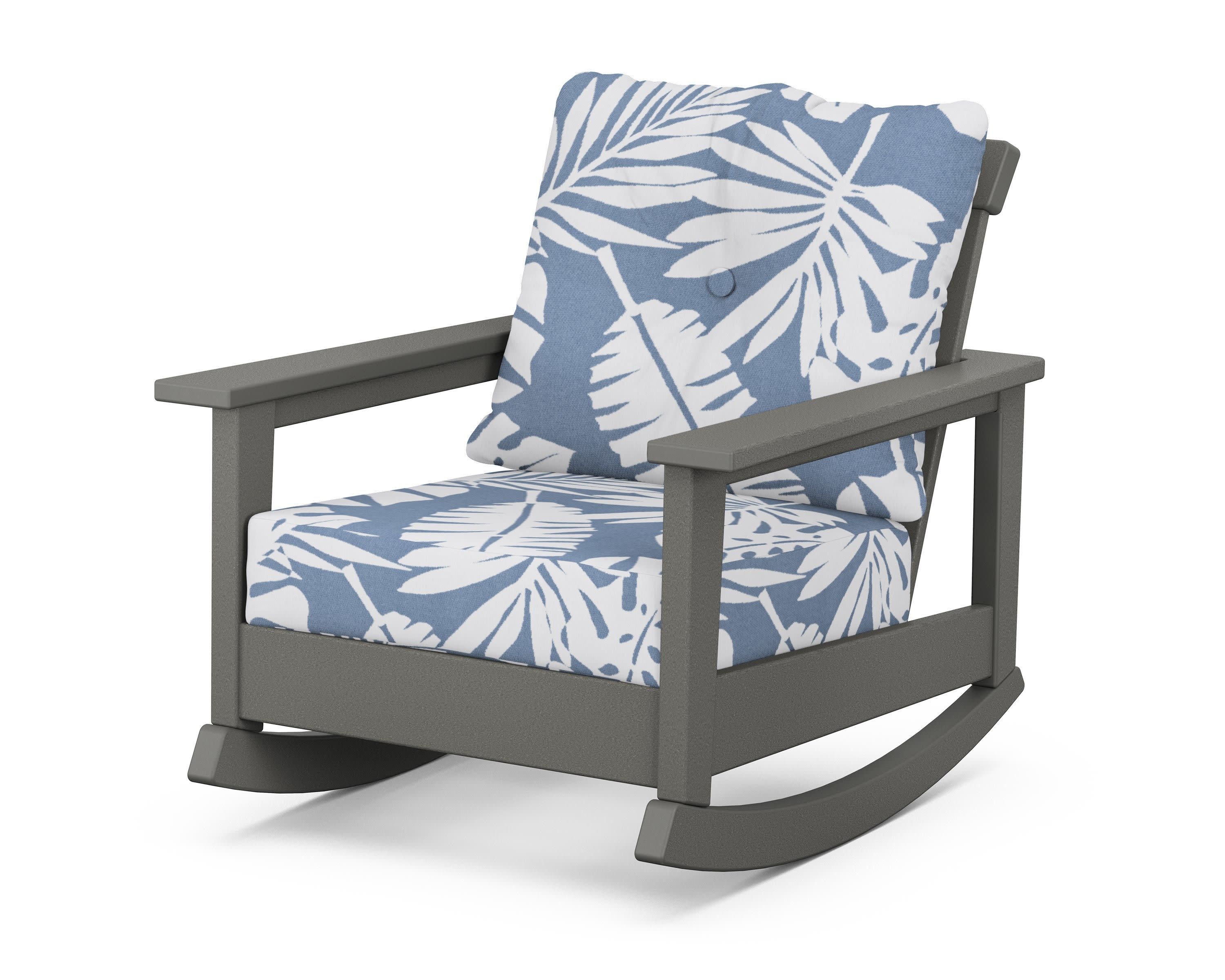 Prescott Deep Seating Rocking Chair in Slate Grey / Leaf Sky Blue