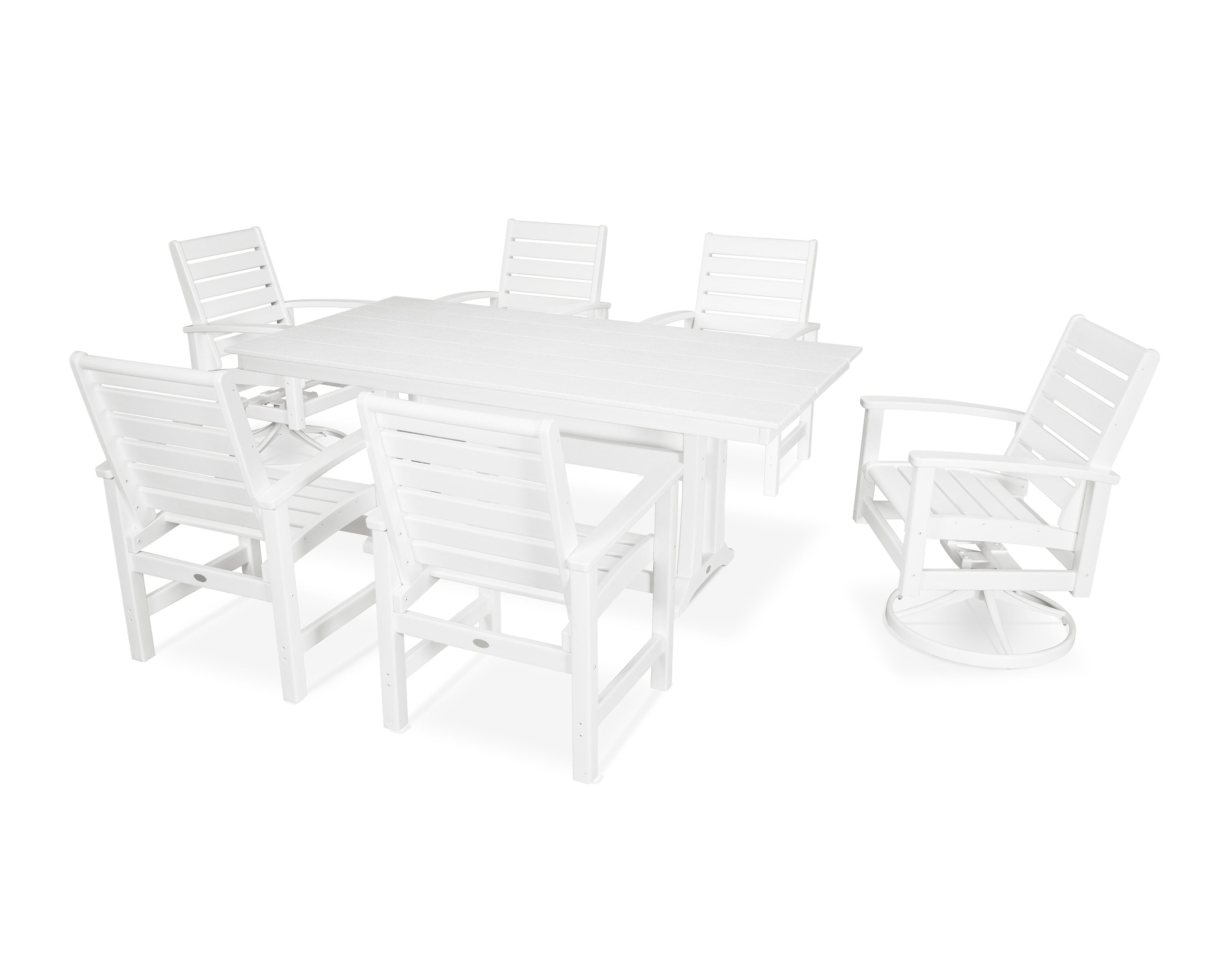 7 Piece Signature Dining Set in Satin White / White