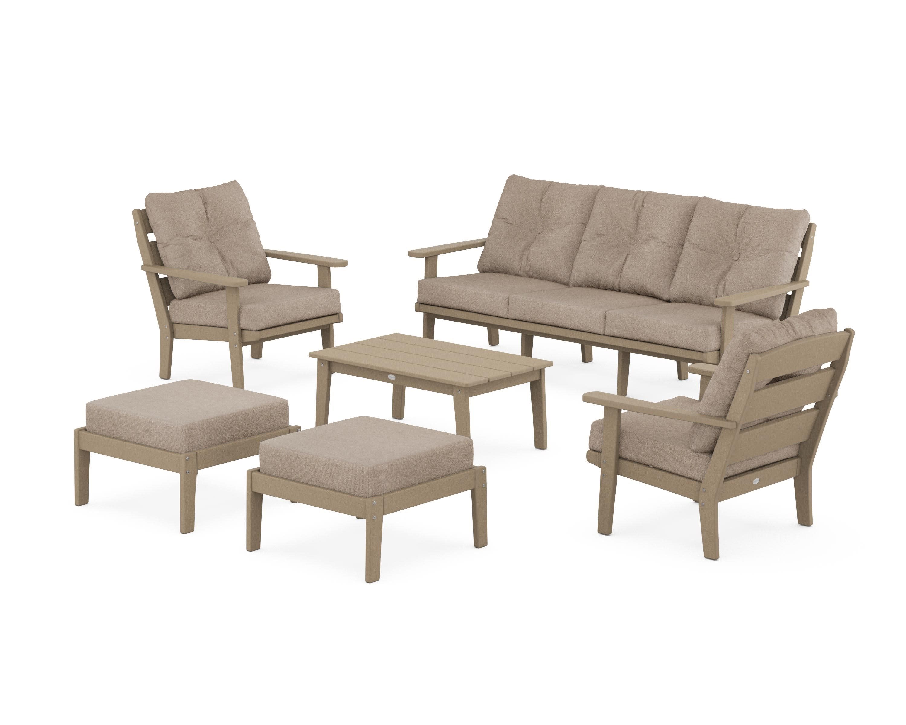 Lakeside 6-Piece Lounge Sofa Set in Vintage Sahara / Spiced Burlap