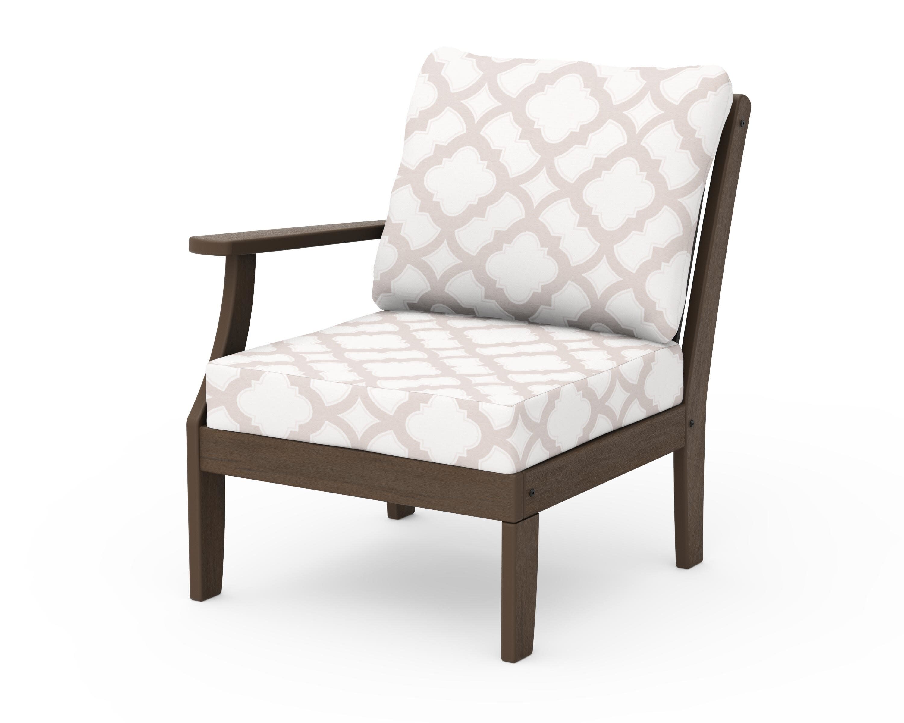Braxton Modular Left Arm Chair in Kona / Trellis Dune Burlap