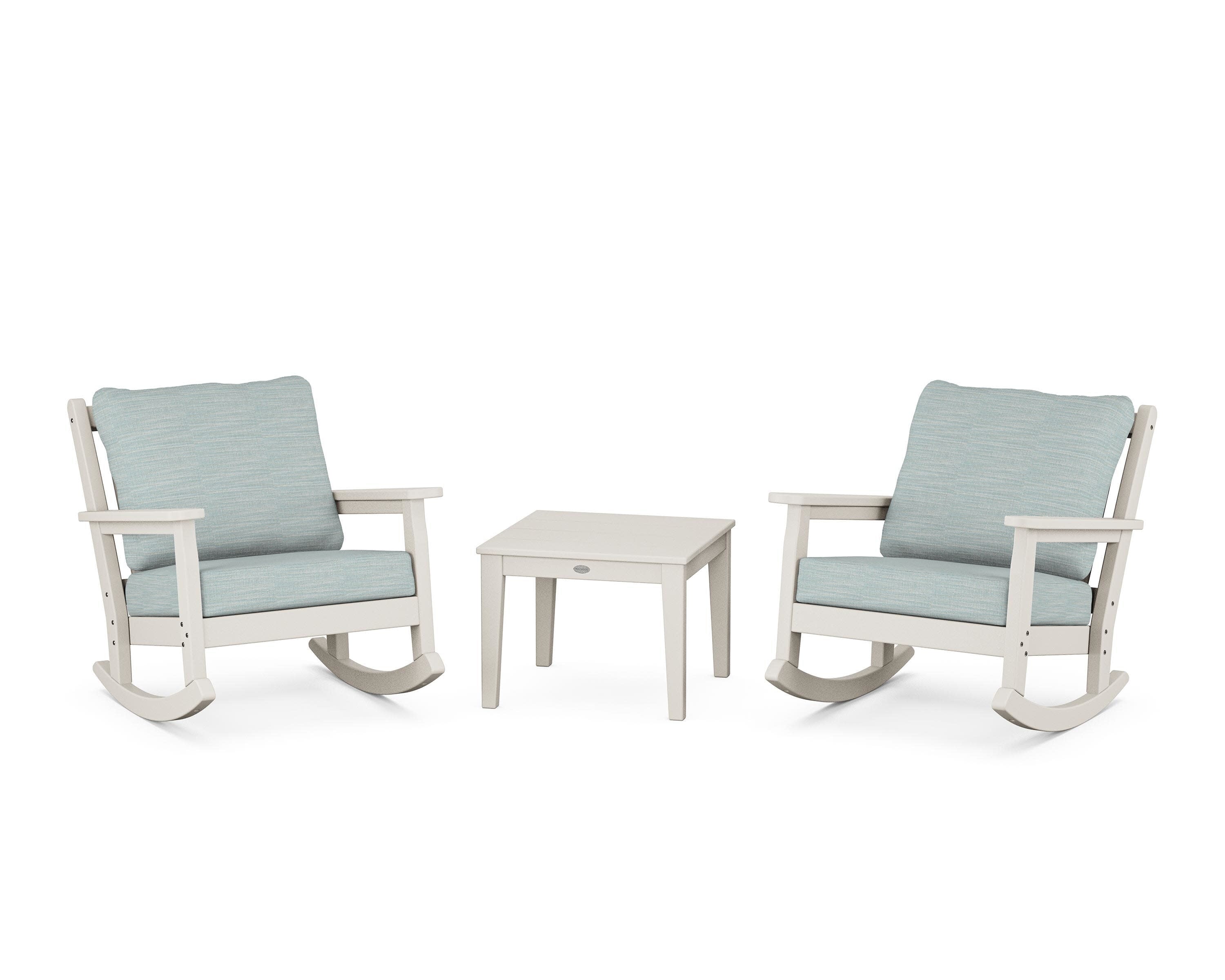 Chippendale 3-Piece Deep Seating Rocker Set in Sand / Soothe Mist