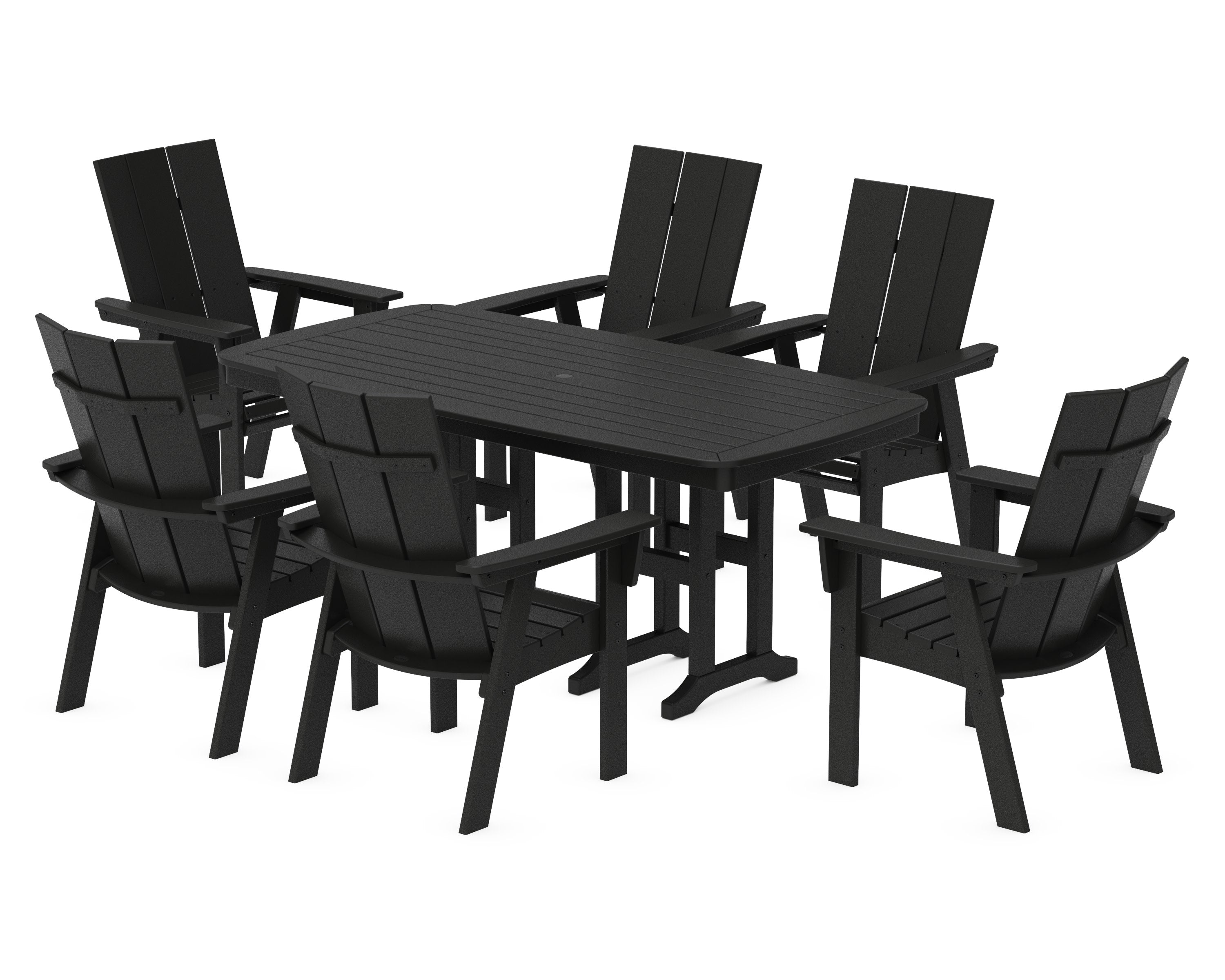 Modern Curveback Adirondack 7-Piece Dining Set in Black