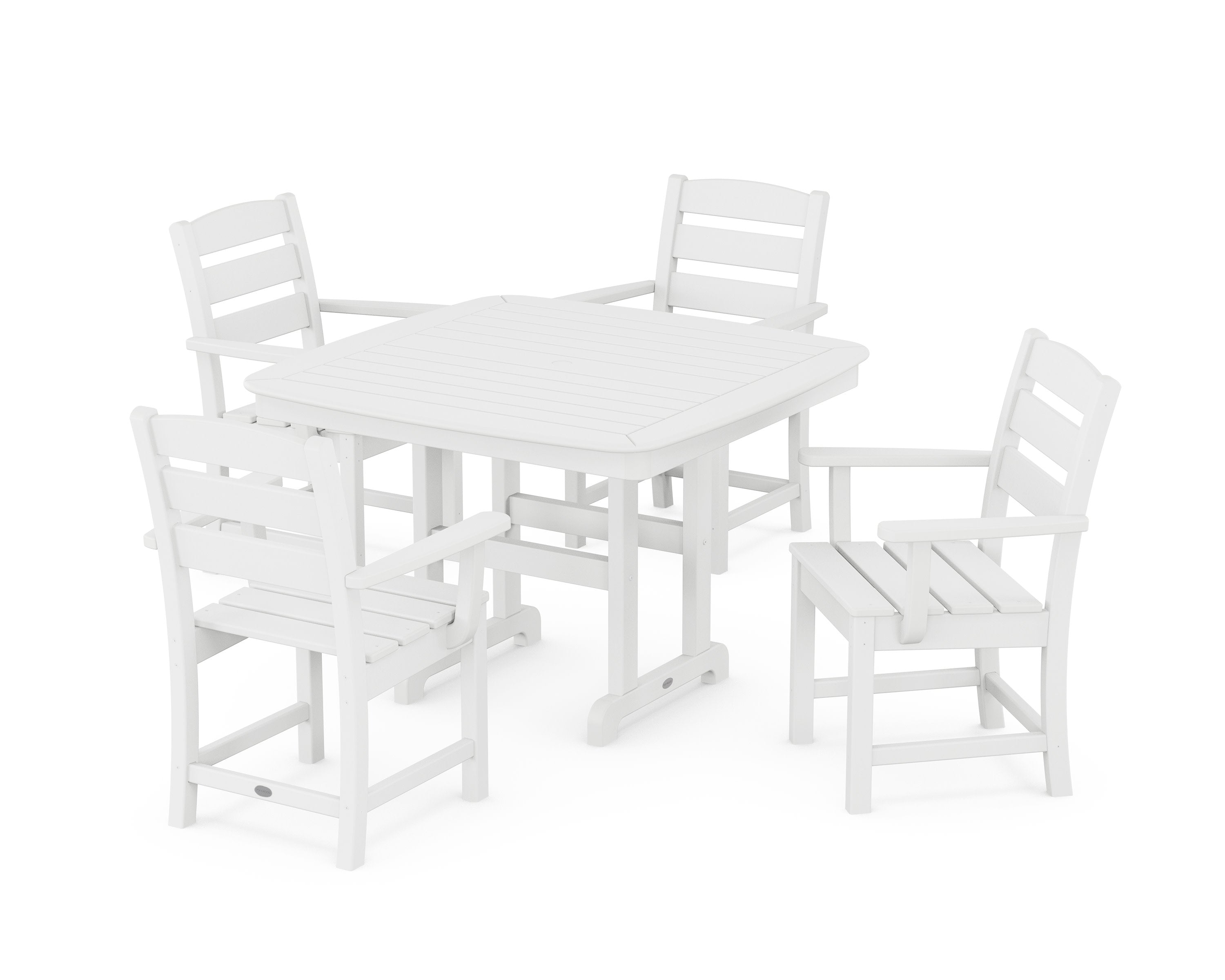 Lakeside 5-Piece Dining Set with Trestle Legs in White