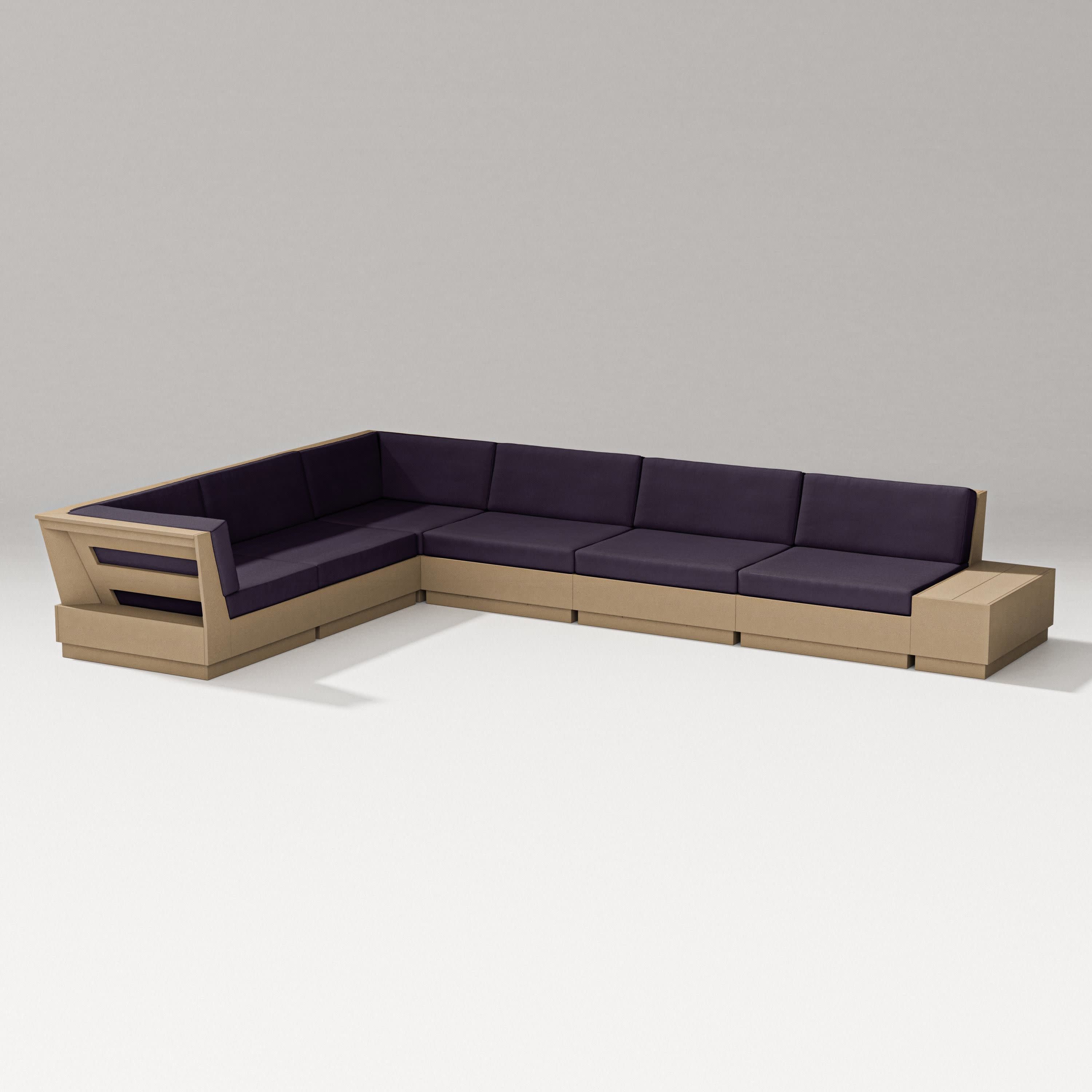 Elevate 7-Piece Corner Sectional in Vintage Sahara / Navy Linen