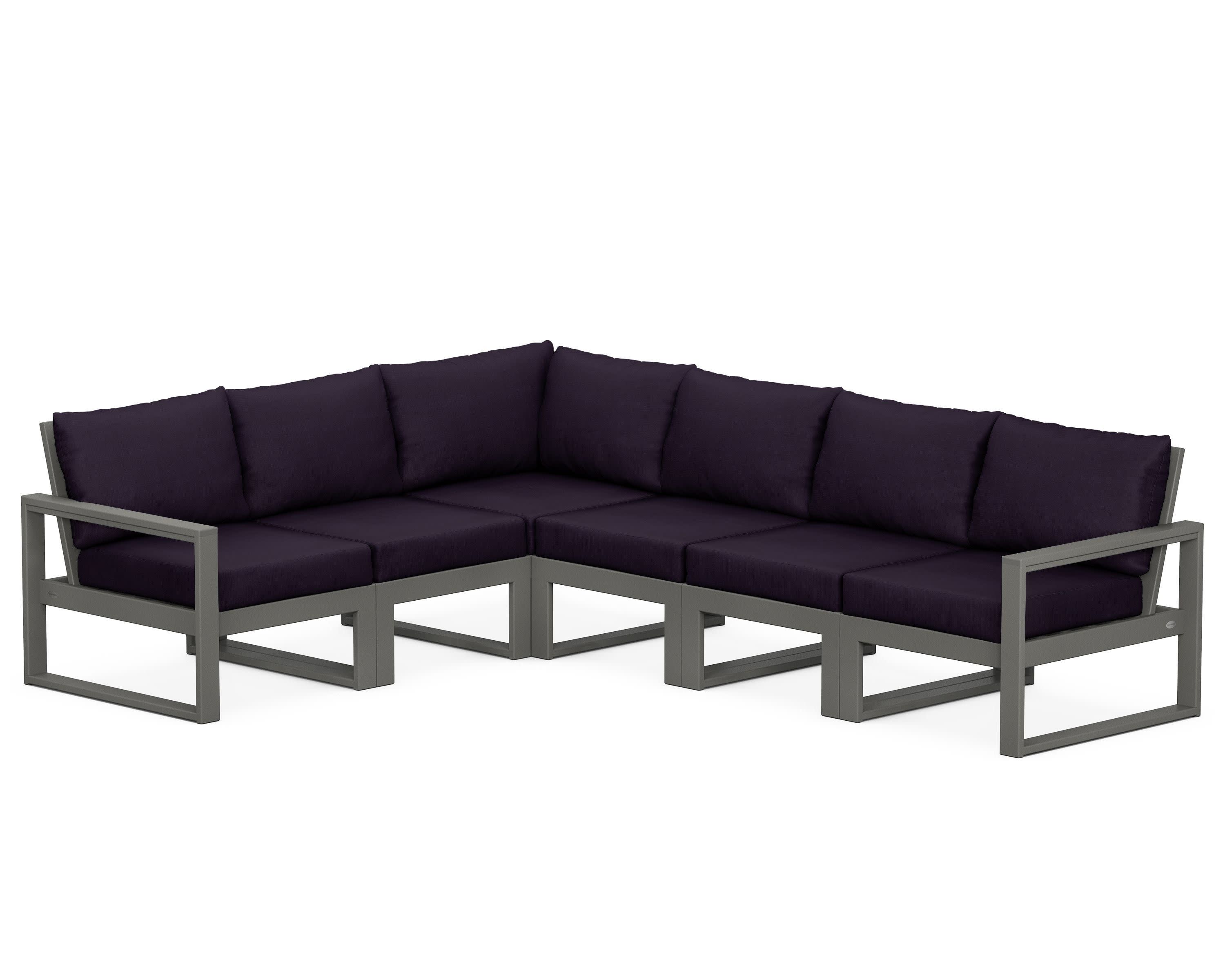 EDGE 6-Piece Modular Deep Seating Set in Slate Grey / Navy Linen