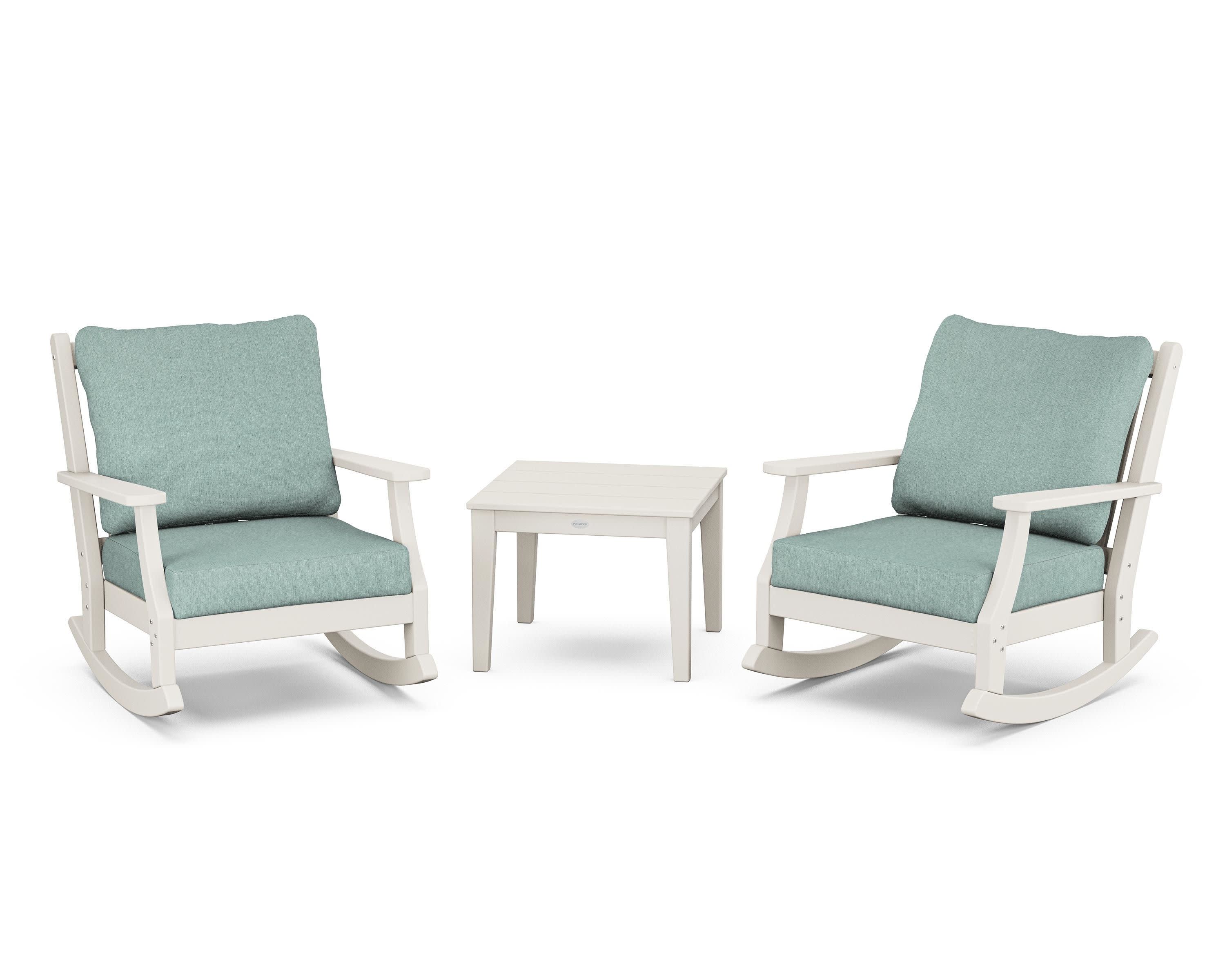 Wovendale 3-Piece Deep Seating Rocker Set in Sand / Glacier Spa