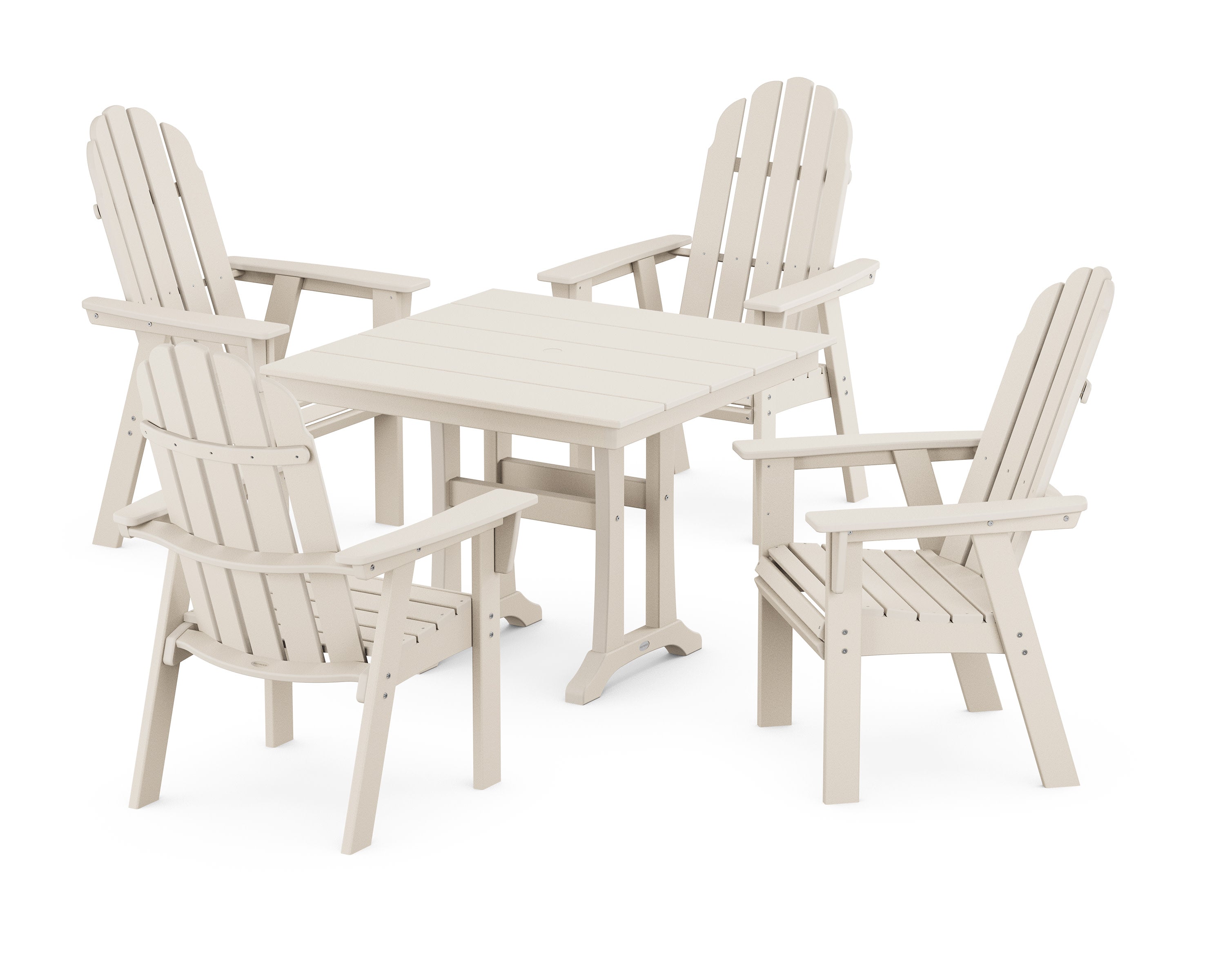 Vineyard Adirondack 5-Piece Farmhouse Dining Set With Trestle Legs in Sand