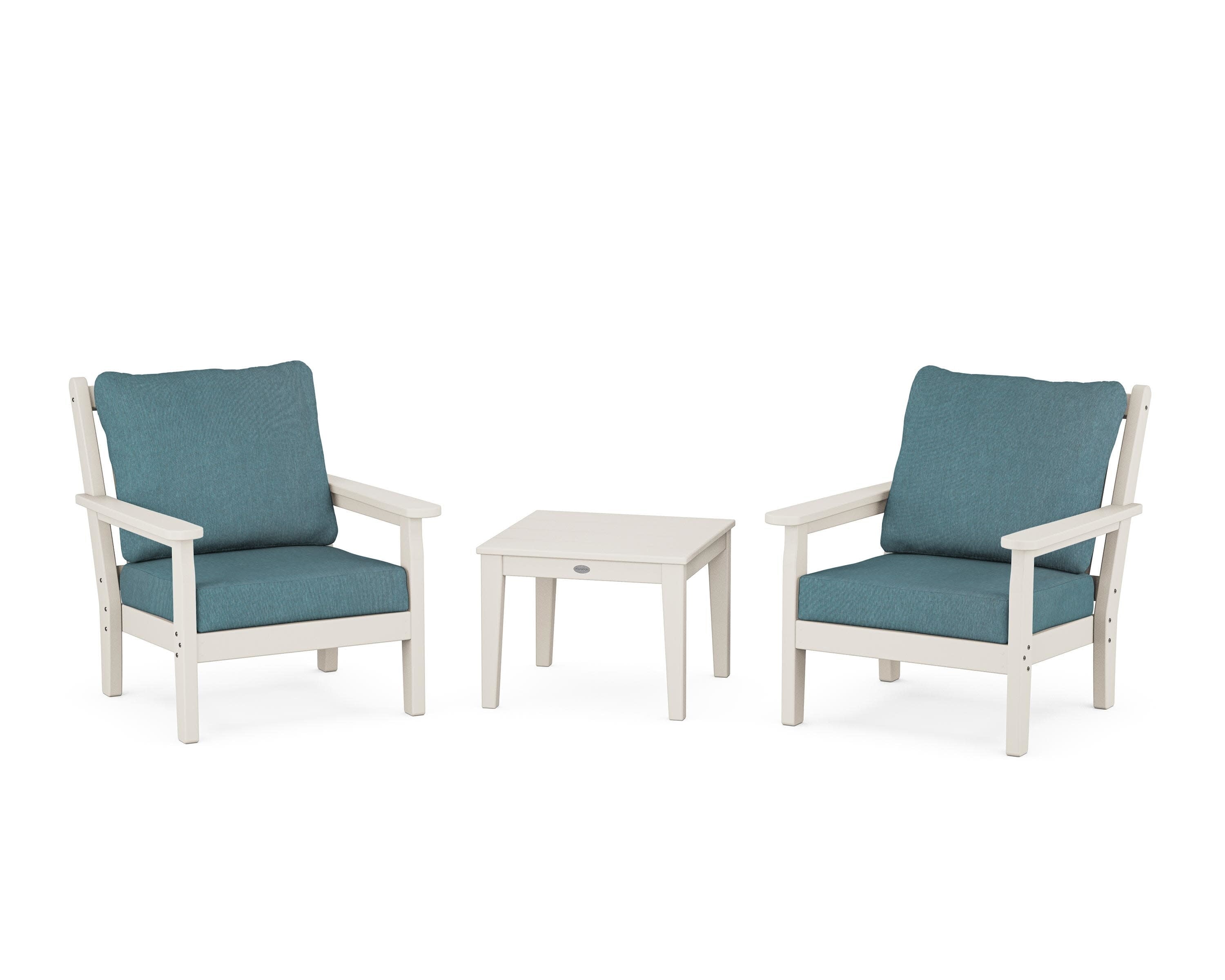 Chippendale 3-Piece Deep Seating Set in Sand / Ocean Teal