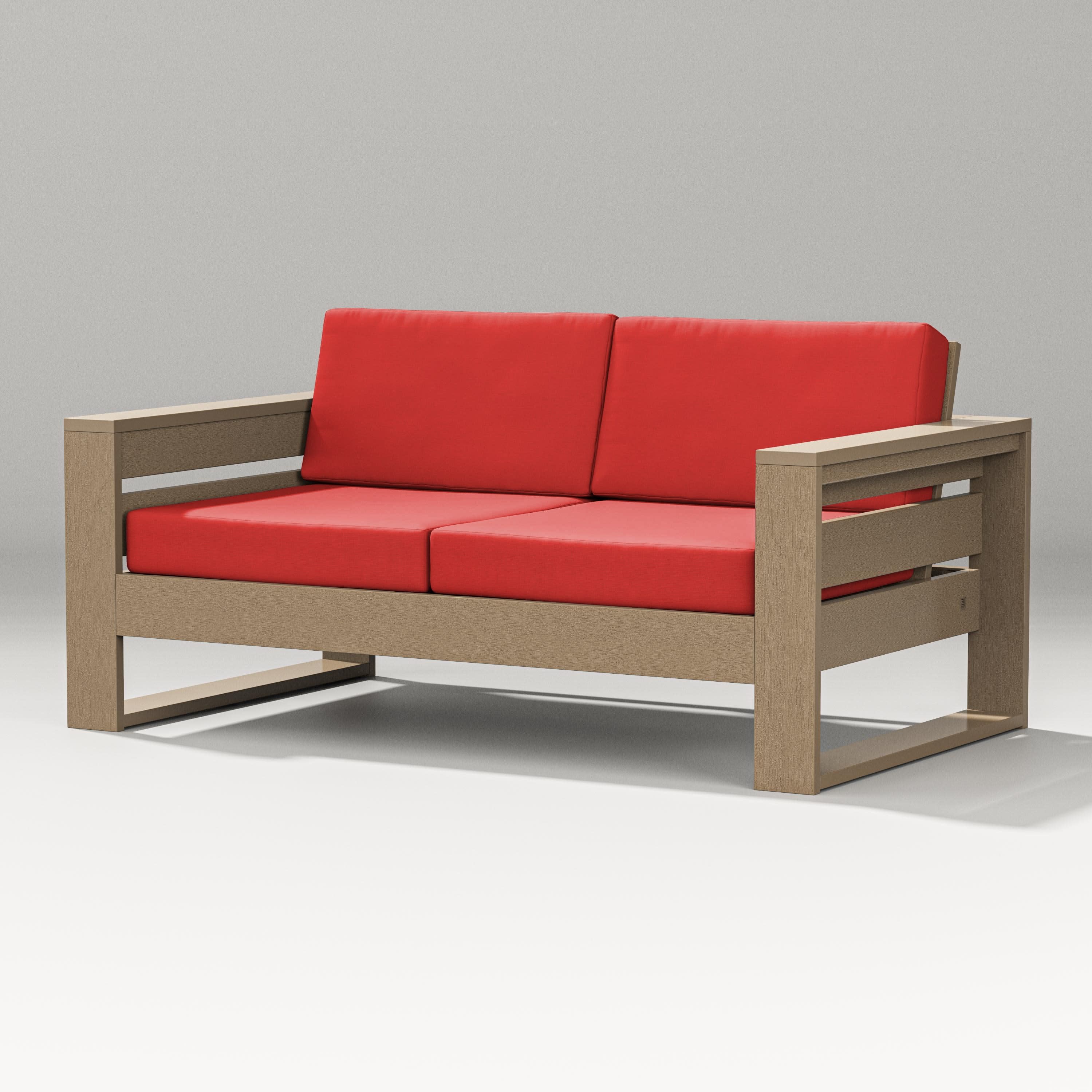 Latitude Loveseat in Vintage Sahara / Crimson Linen