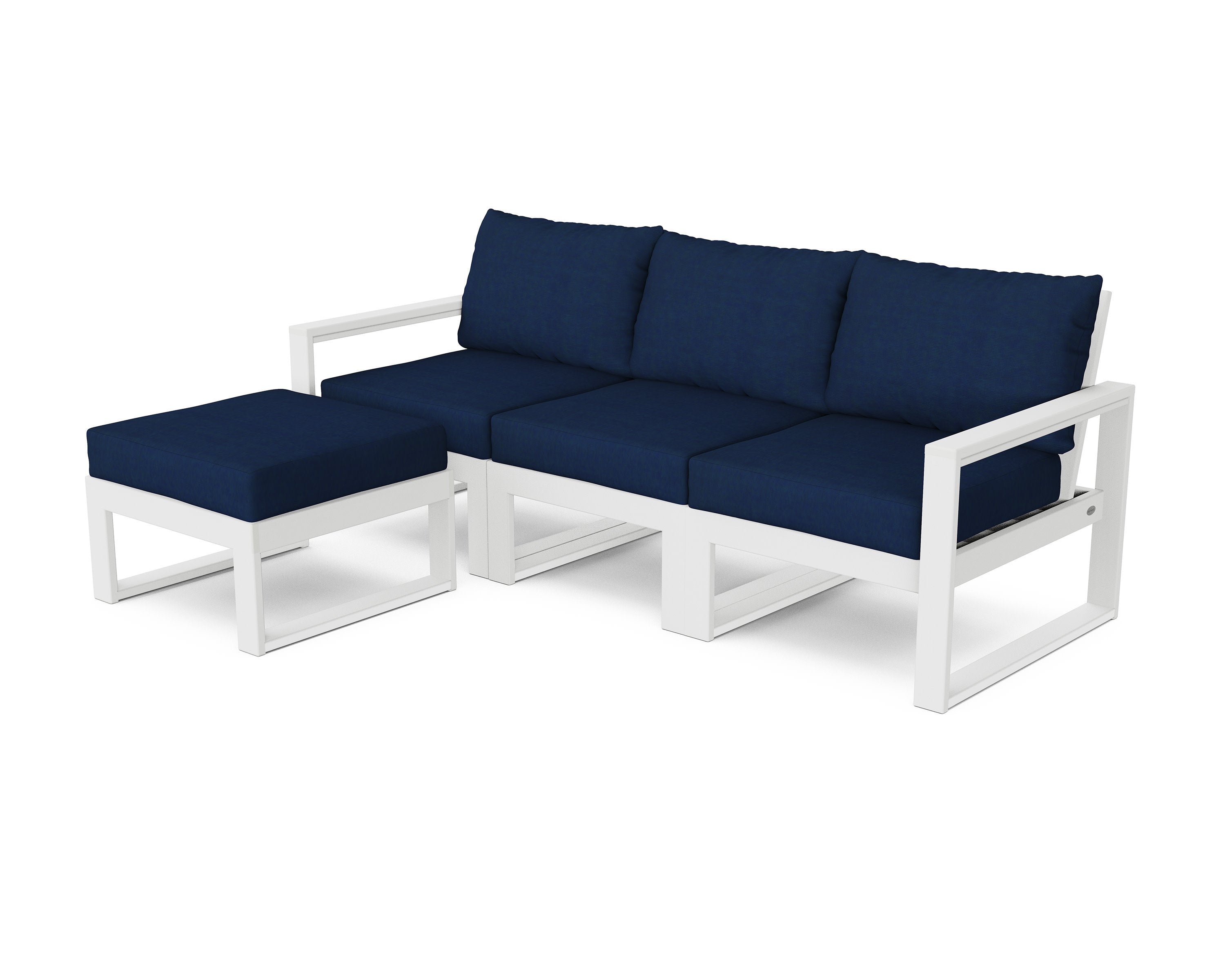 EDGE 4-Piece Modular Deep Seating Set with Ottoman in White / Navy